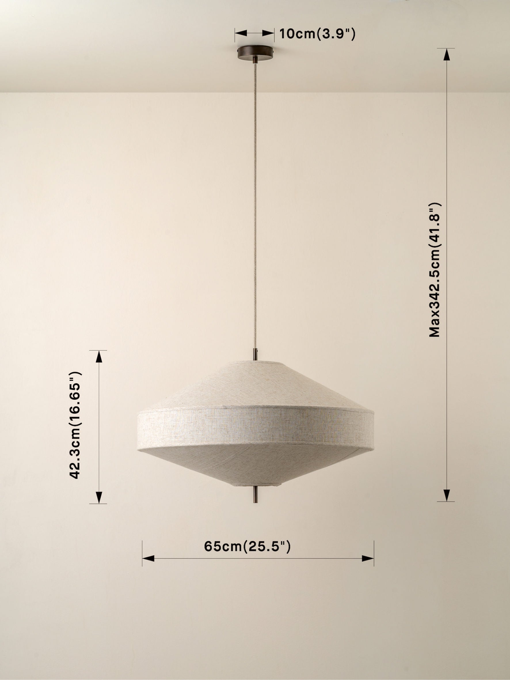 Solara - large aged brass and layered natural linen pendant | Ceiling Light | Lights & Lamps | UK | Modern Affordable Designer Lighting