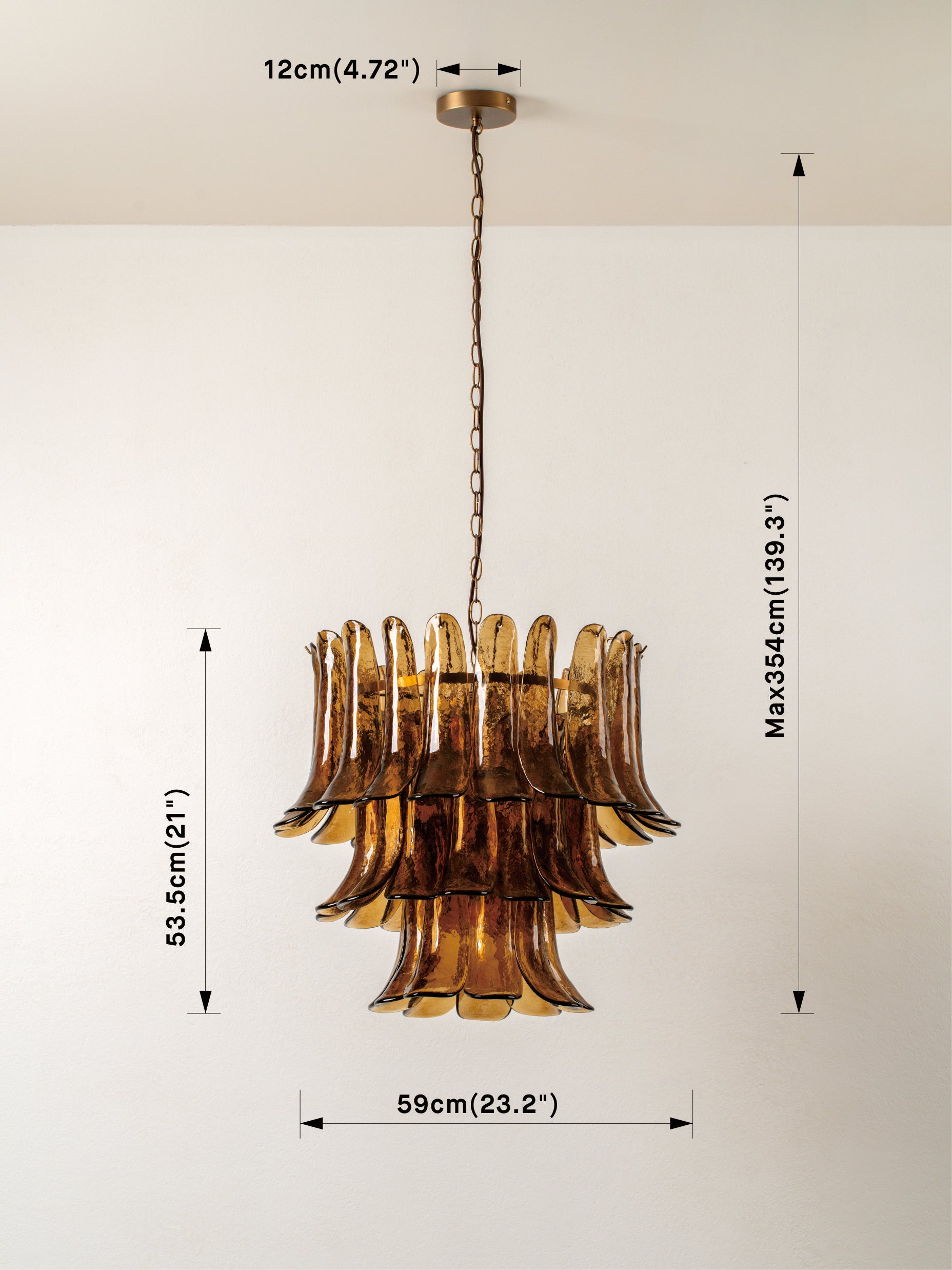 Lonso - 4 light aged brass and smoked brown glass chandelier | Chandelier | lights & lamps | Modern affordable designer lighting