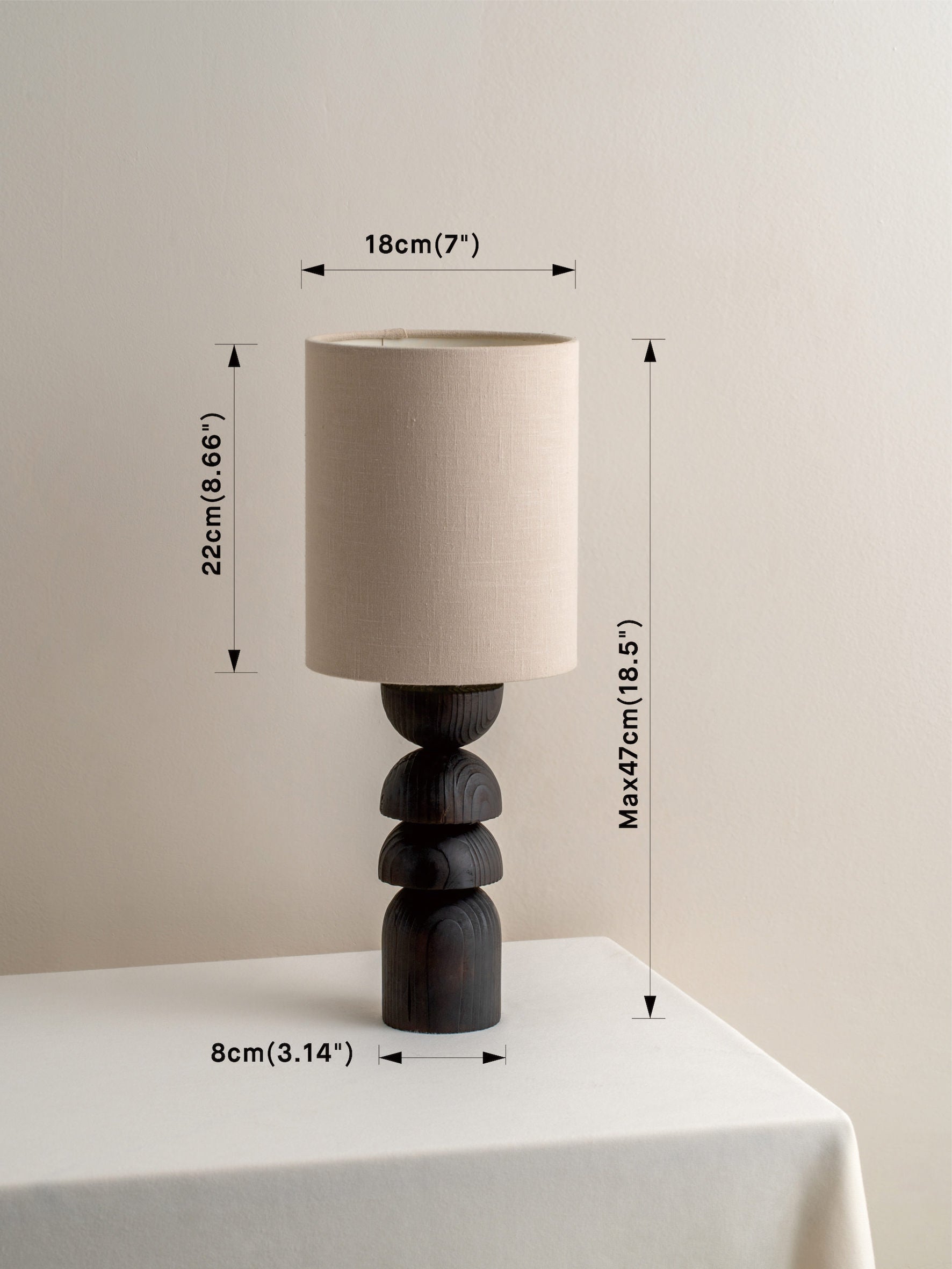 Aska - small charred wood and natural linen table lamp | Table Lamp | Lights & Lamps | UK | Modern Affordable Designer Lighting
