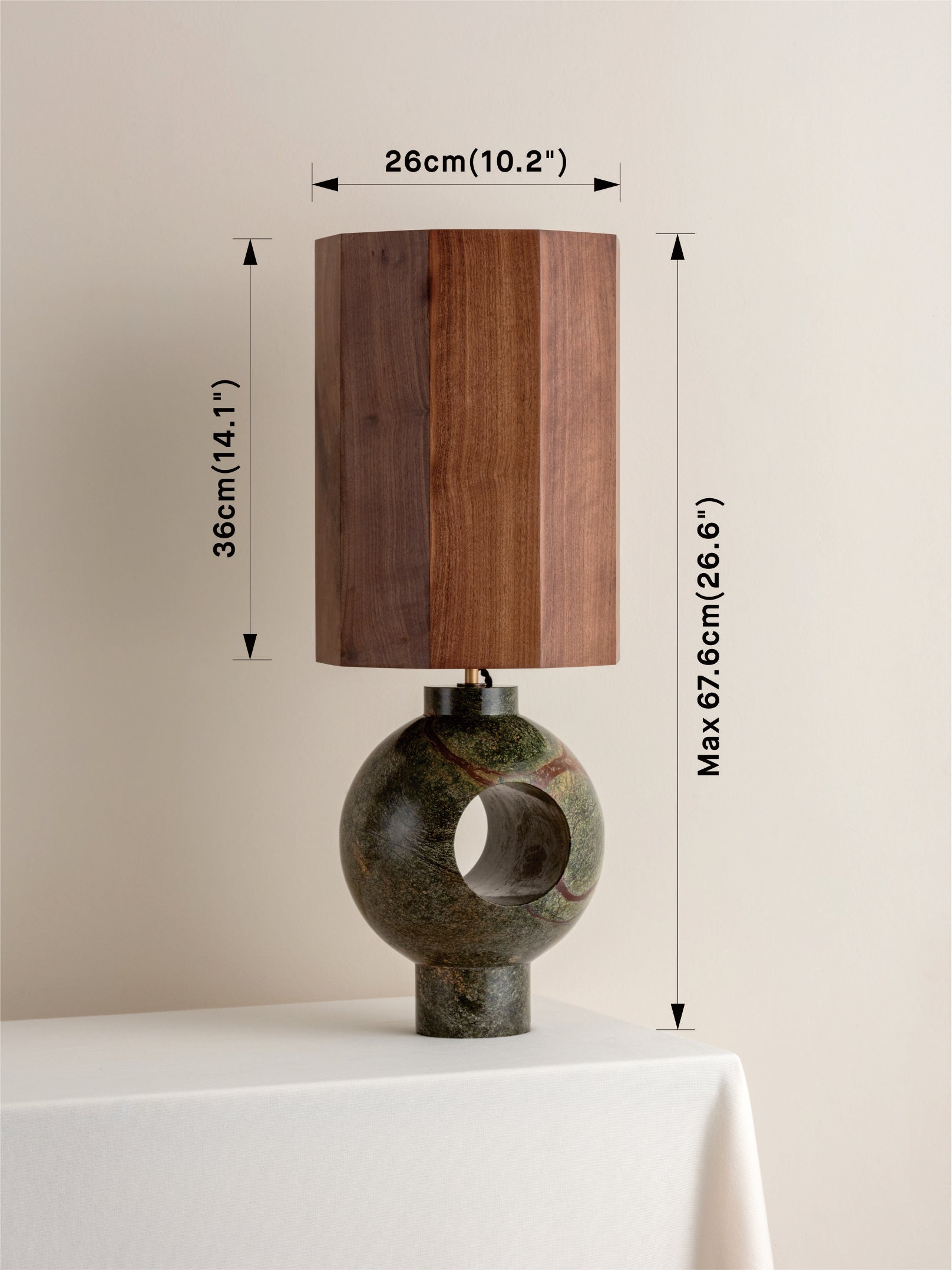 Editions marble lamp with + walnut wood shade | Table Lamp | Lights & Lamps | UK | Modern Affordable Designer Lighting