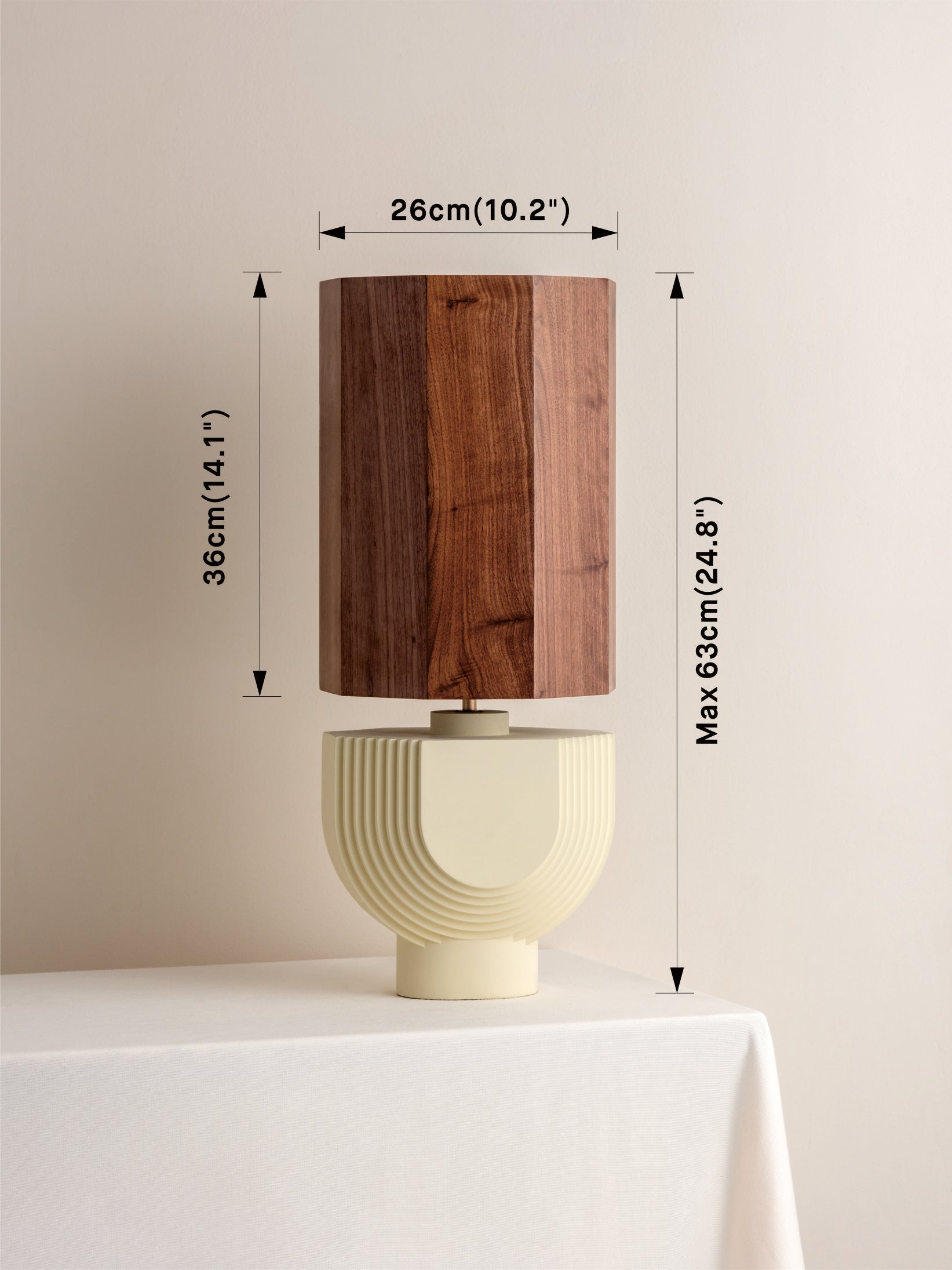 Editions concrete lamp with + walnut wood shade | Table Lamp | Lights & Lamps | UK | Modern Affordable Designer Lighting