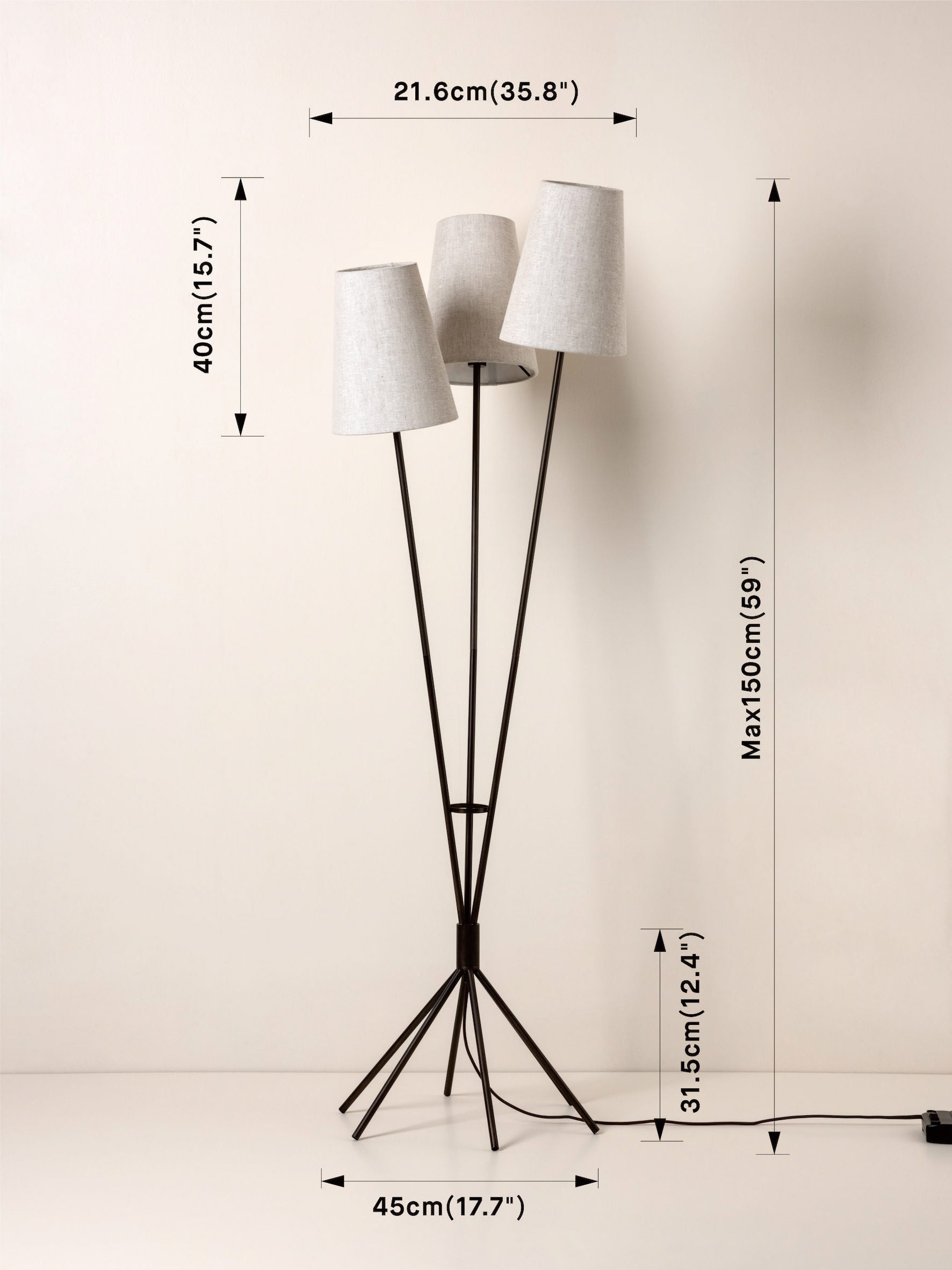 Renwick - 3 light linen and bronze floor lamp | Floor Lamp | Lights & Lamps | UK | Modern Affordable Designer Lighting
