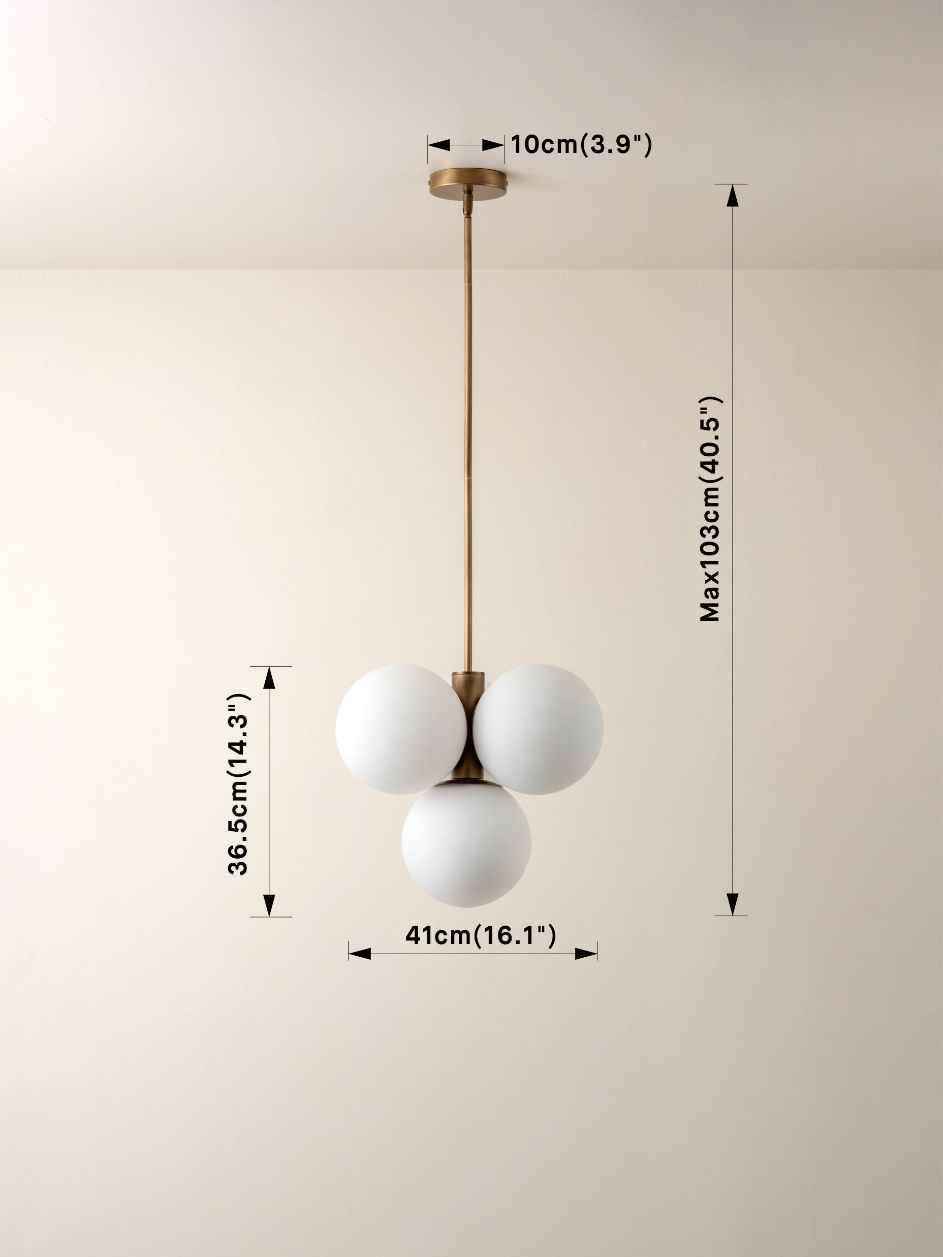 Boule - 4 light brass and opal pendant light | Ceiling Light | Lights & Lamps Inc | Modern Affordable Designer Lighting | UK