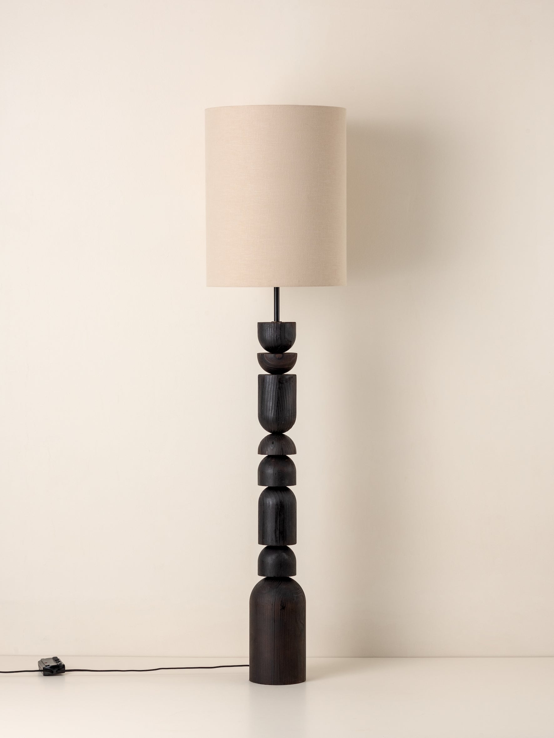 Aska - charred wood and natural linen floor lamp | Floor Lamp | Lights & Lamps | UK | Modern Affordable Designer Lighting