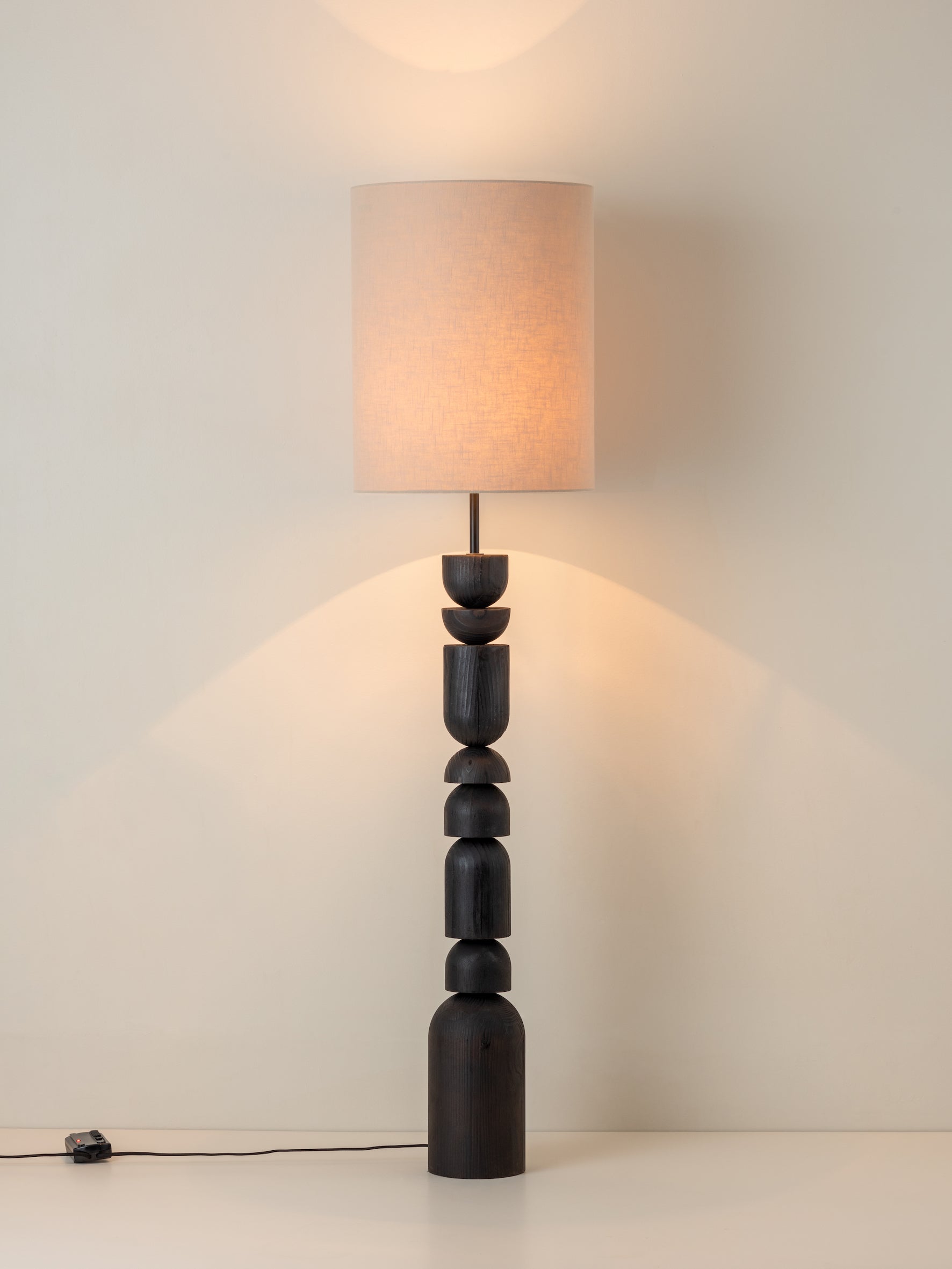 Aska - charred wood and natural linen floor lamp | Floor Lamp | Lights & Lamps | UK | Modern Affordable Designer Lighting
