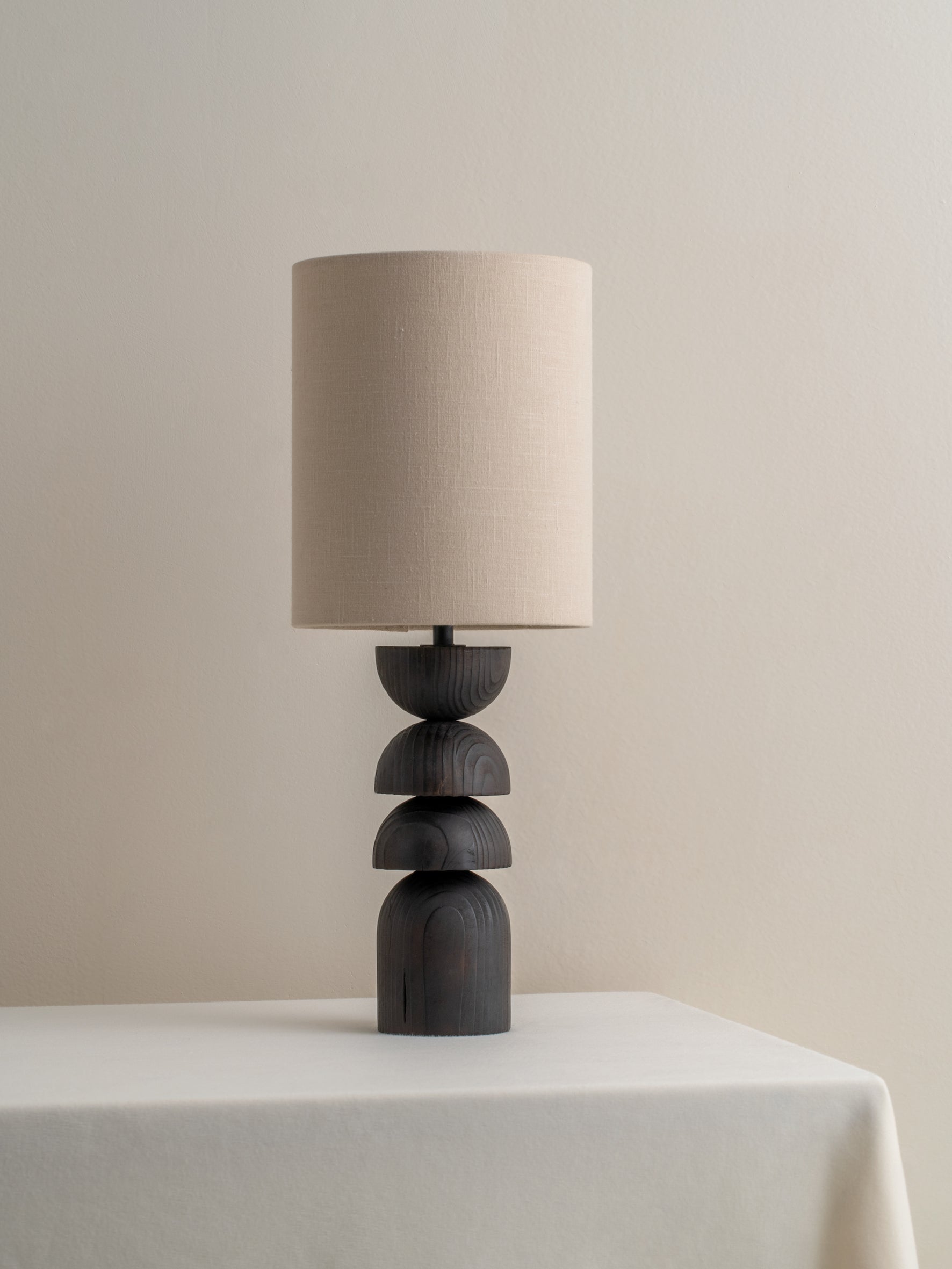 Aska - small charred wood and natural linen table lamp | Table Lamp | Lights & Lamps | UK | Modern Affordable Designer Lighting