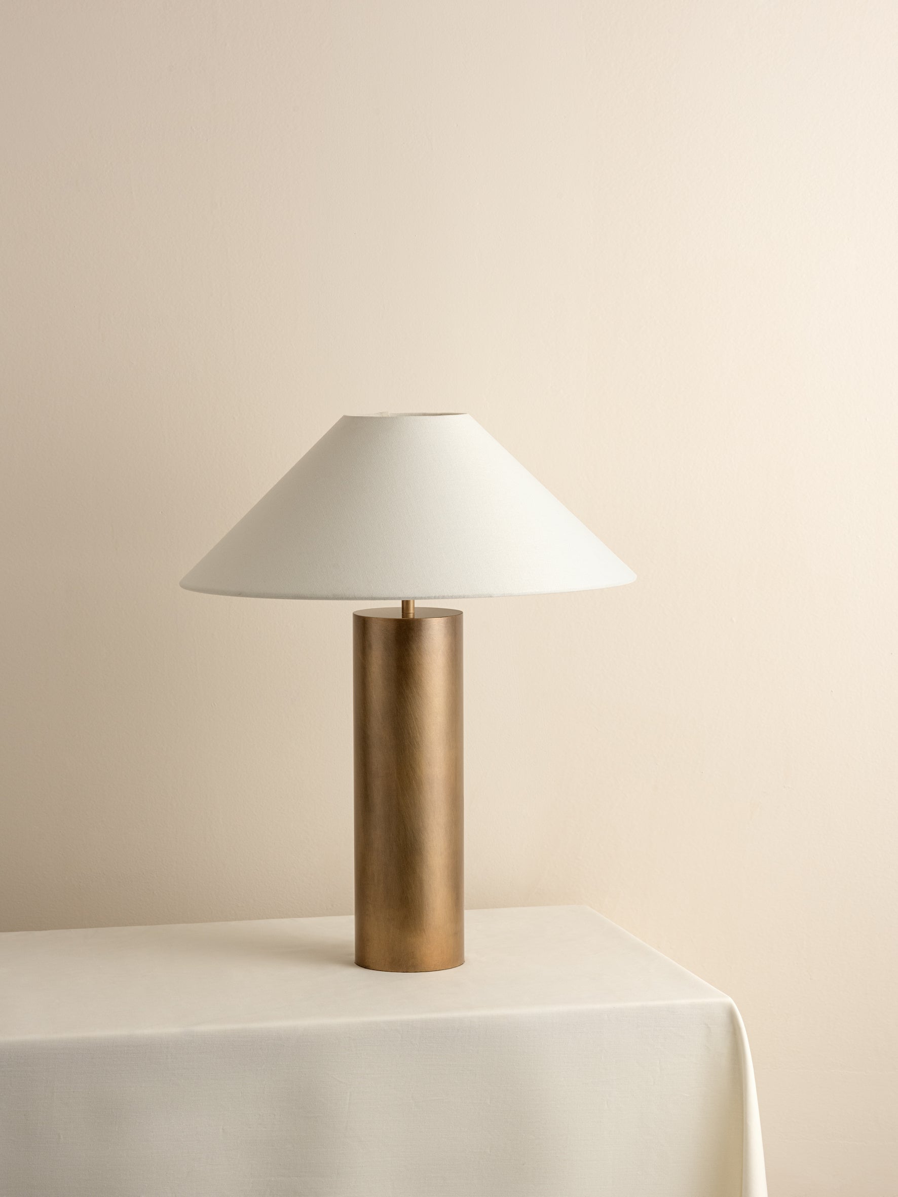 Bleeker aged brass and linen table lamp
