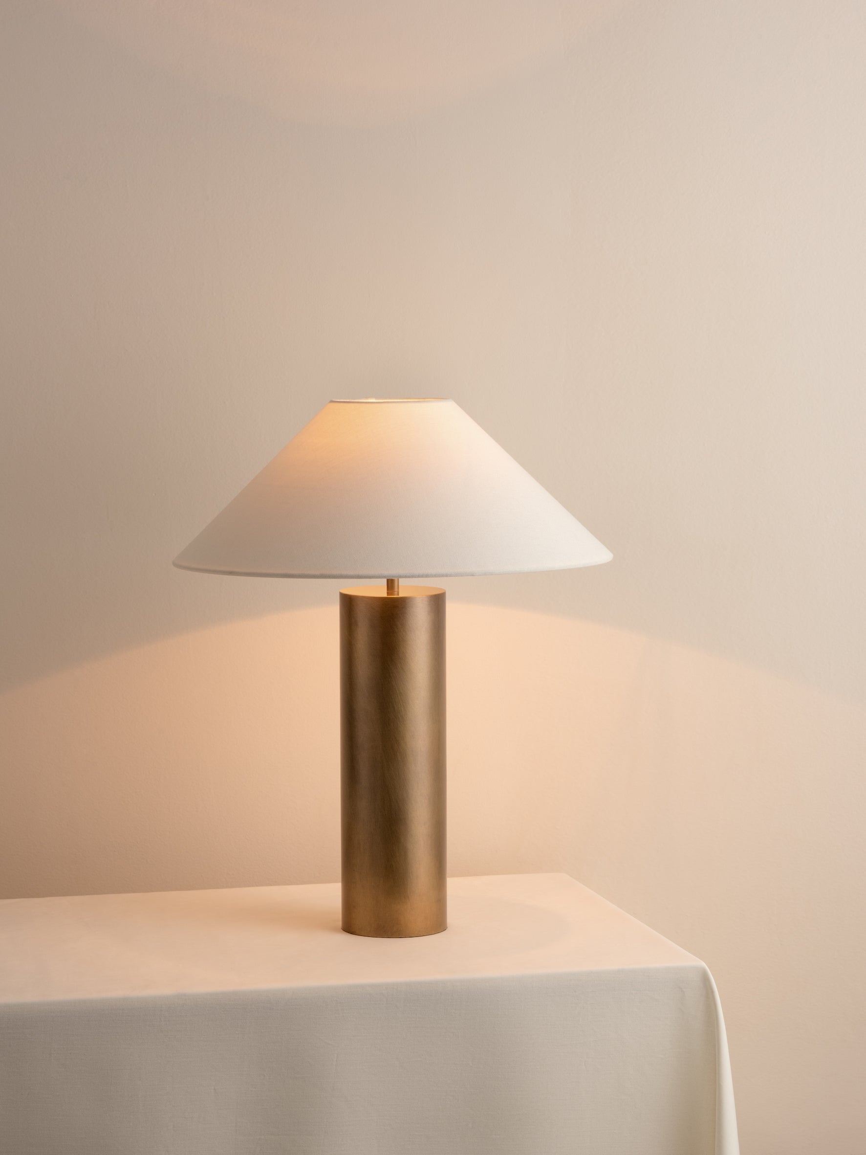 Bleeker - aged brass and linen table lamp | Table Lamp | Lights & Lamps | UK | Modern Affordable Designer Lighting