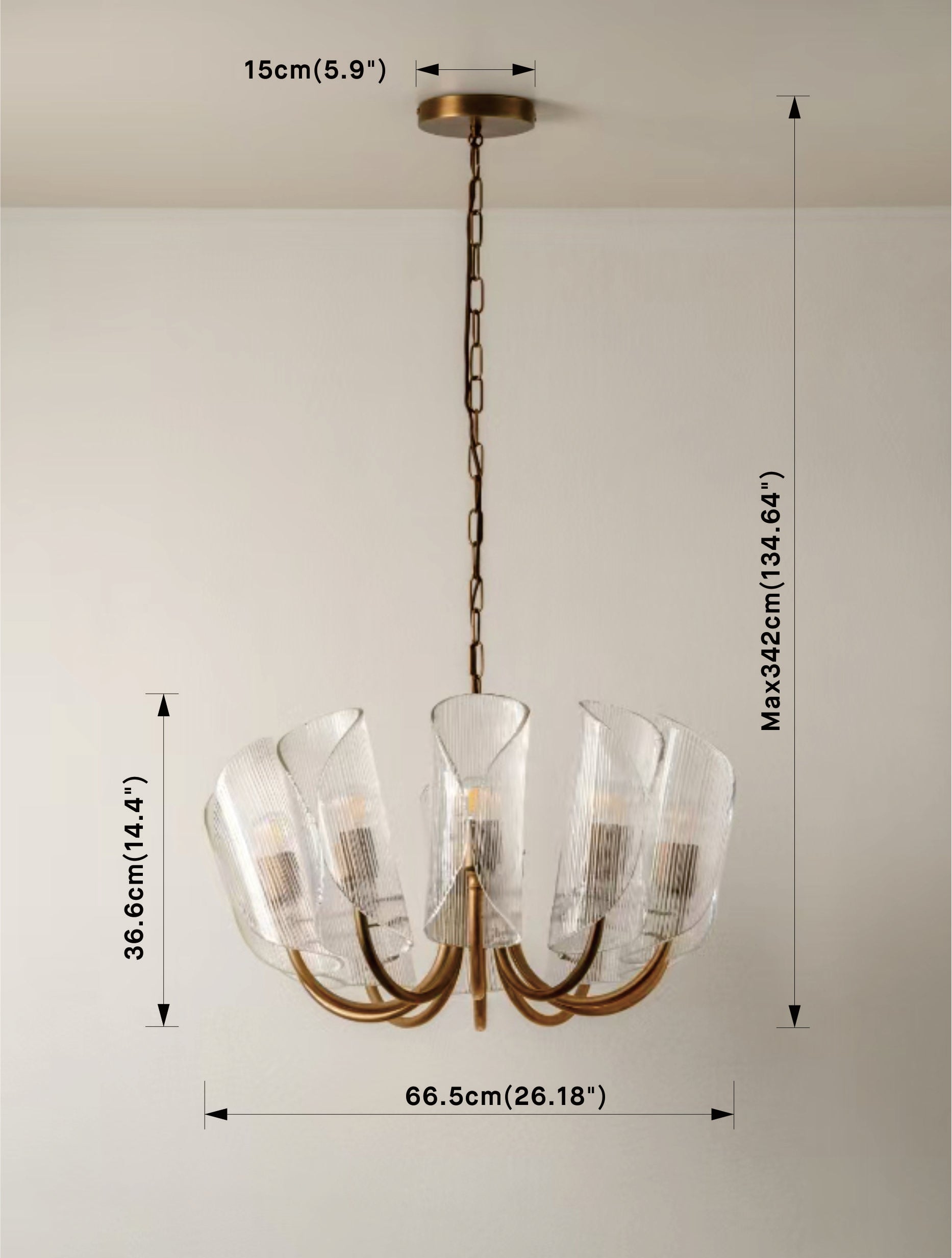 Cannoli - 10 light aged brass and textured glass chandelier | Ceiling light | lights & lamps | US | Modern affordable designer lighting