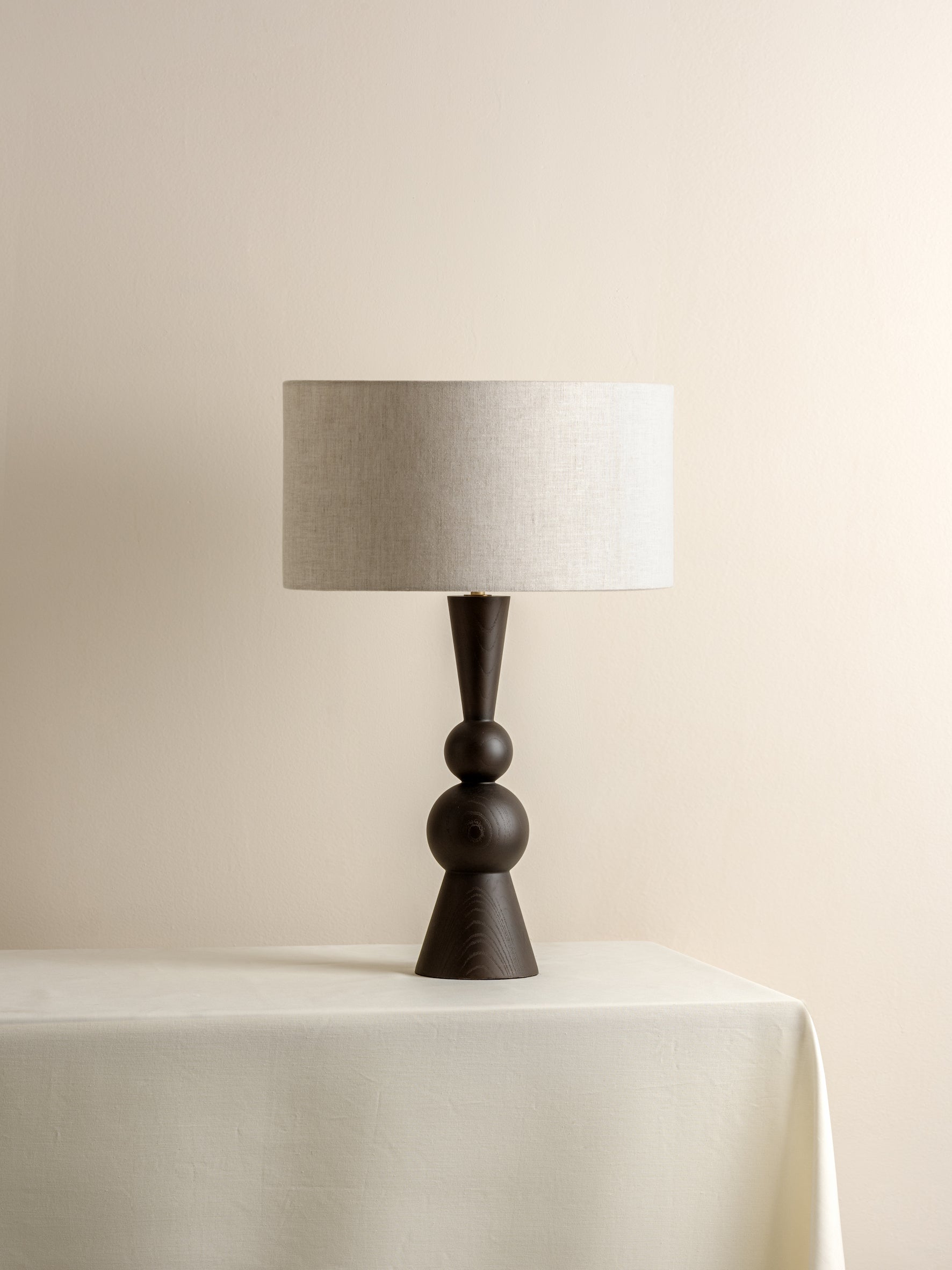 Carmine - dark wood and linen table lamp | Table Lamp | Lights & Lamps | UK