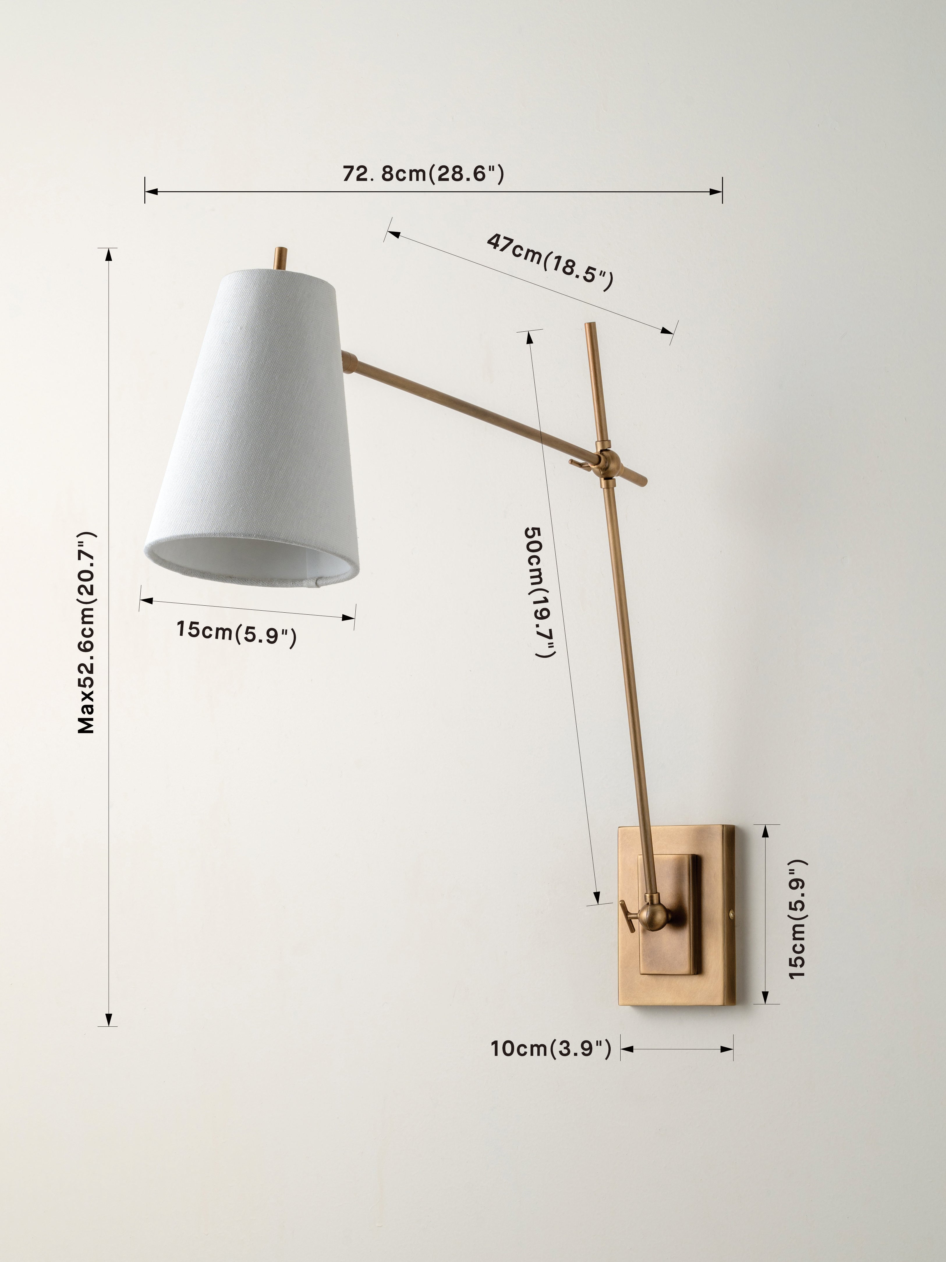 Celano - over reach aged brass and linen wall light | Wall light | lights & lamps | Modern affordable designer lighting