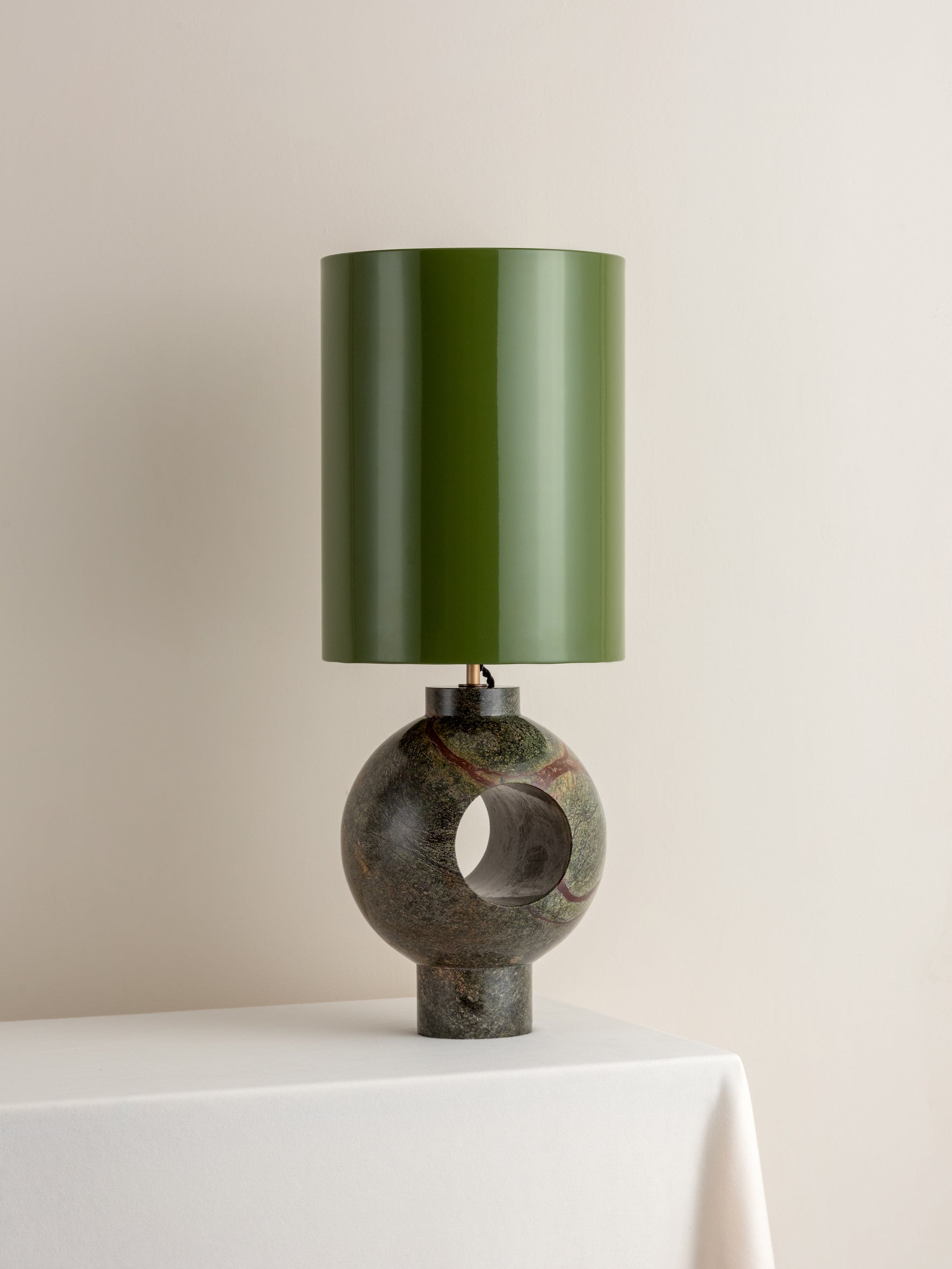 Editions marble lamp with + green lacquer shade | Table Lamp | Lights & Lamps | UK | Modern Affordable Designer Lighting