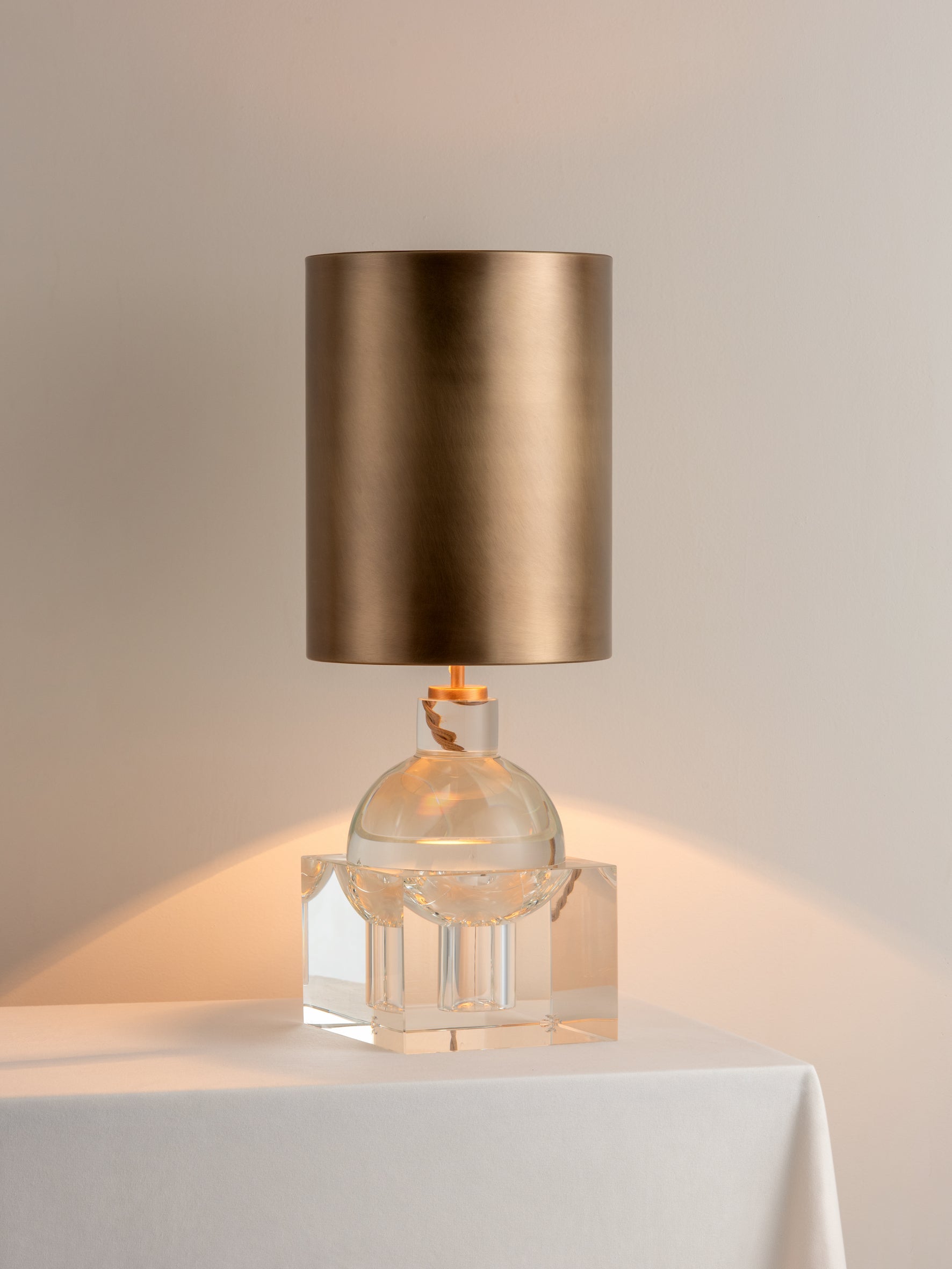 Editions crystal lamp with + aged brass shade | Table Lamp | Lights & Lamps | UK | Modern Affordable Designer Lighting