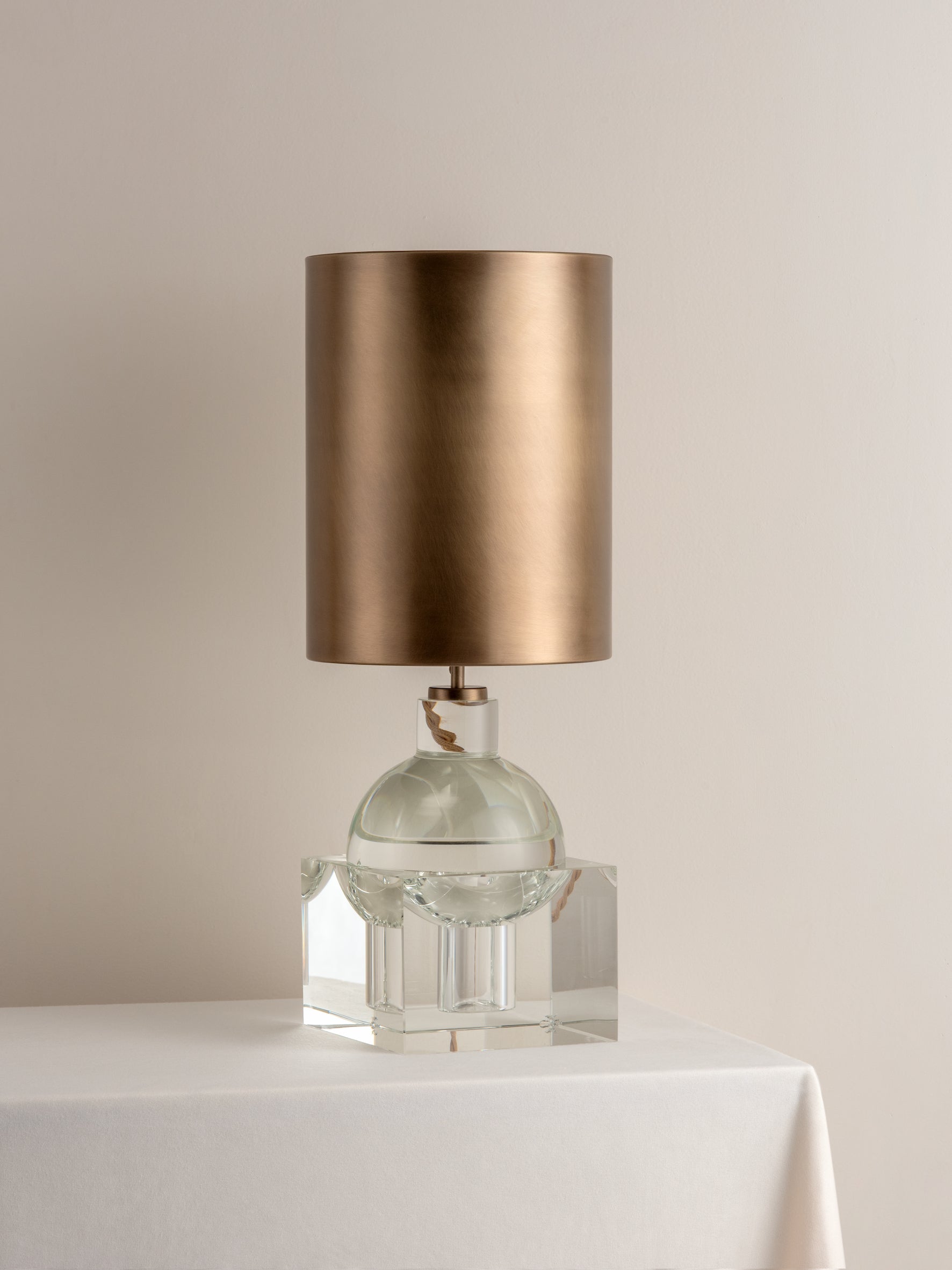 Editions crystal lamp with + aged brass shade | Table Lamp | Lights & Lamps | UK | Modern Affordable Designer Lighting
