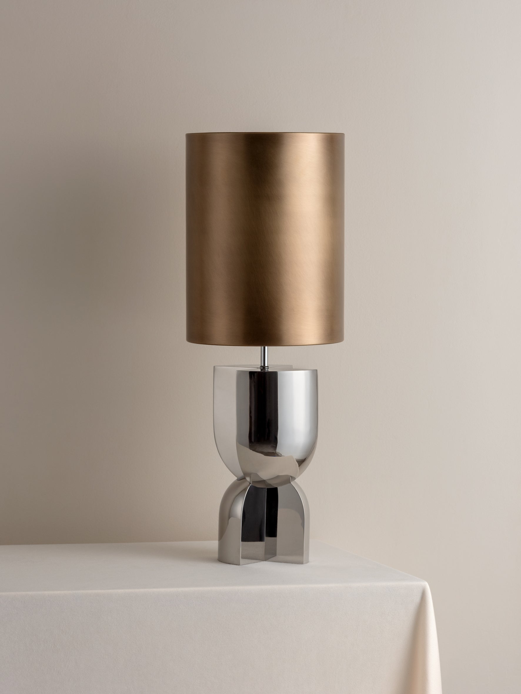 Editions chrome lamp with + aged brass shade | Table Lamp | Lights & Lamps | UK | Modern Affordable Designer Lighting