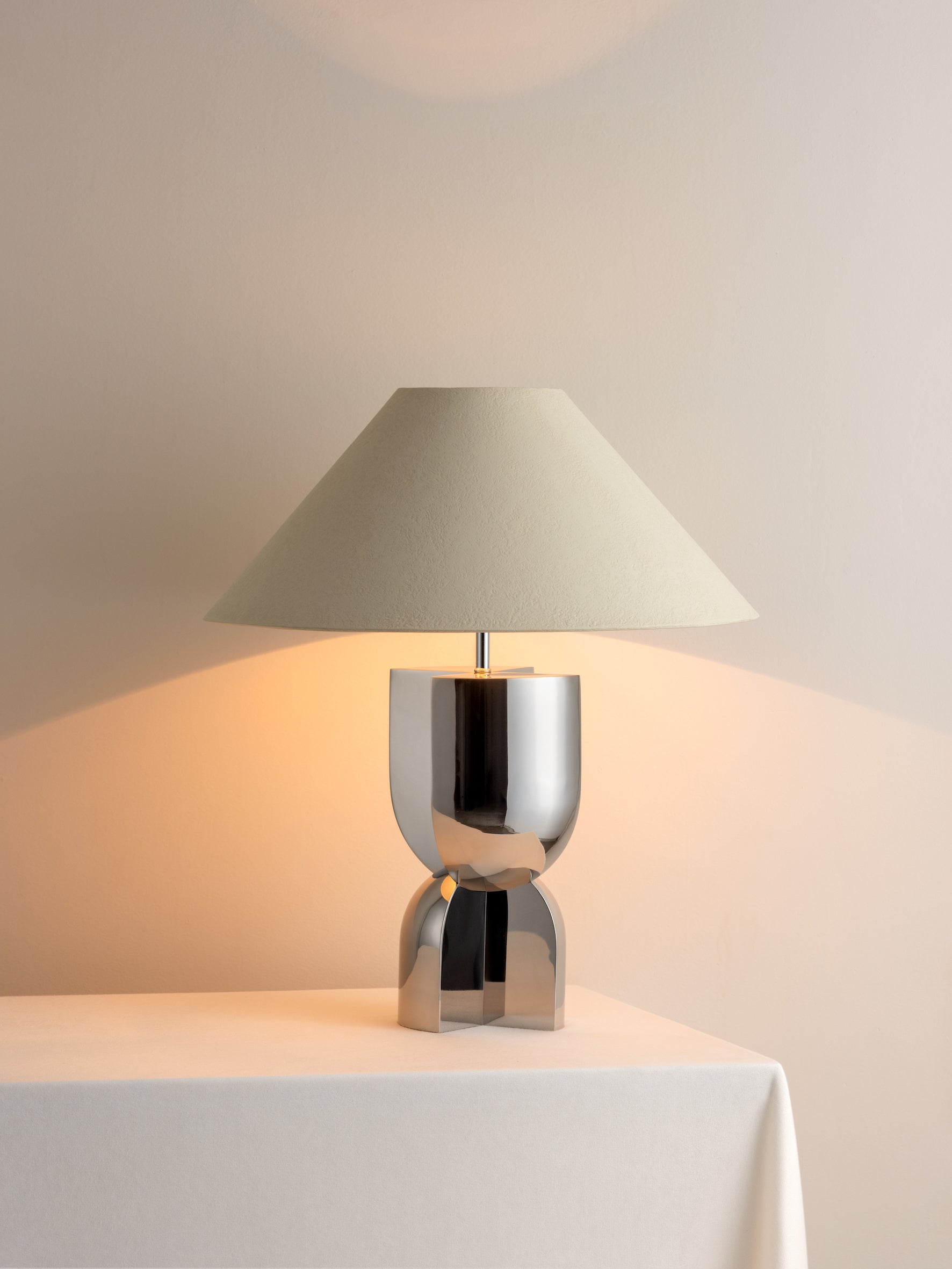 Editions chrome lamp with + plaster shade | Table Lamp | Lights & Lamps | UK | Modern Affordable Designer Lighting
