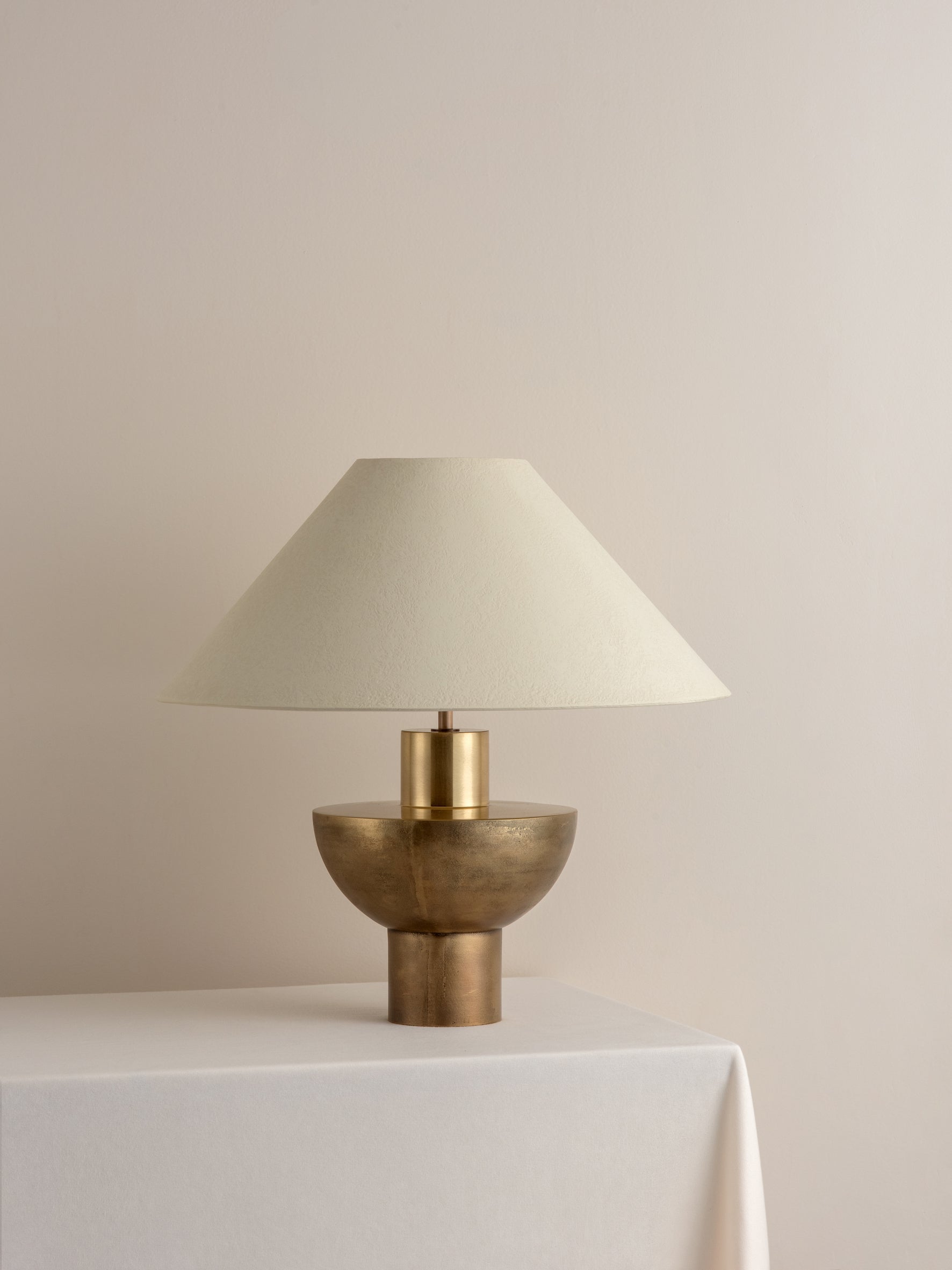 Brass lamp store with brass shade