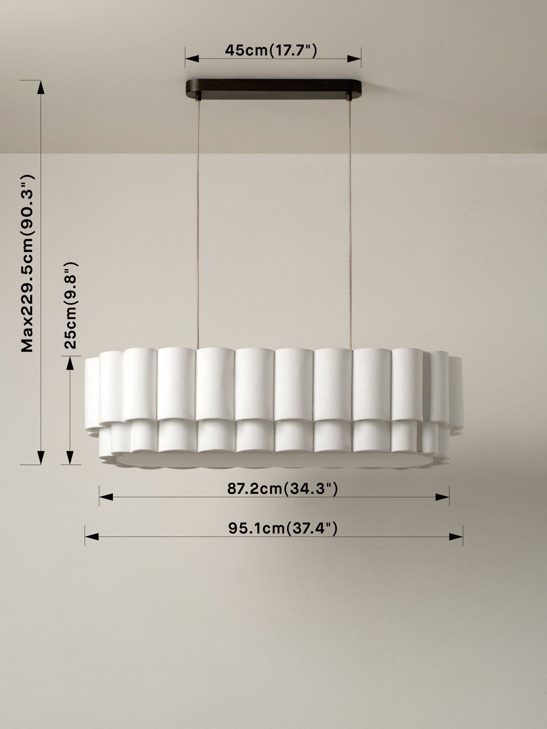 Folia - oval scalloped natural linen pendant | Ceiling light | lights & lamps | UK | Modern affordable designer lighting