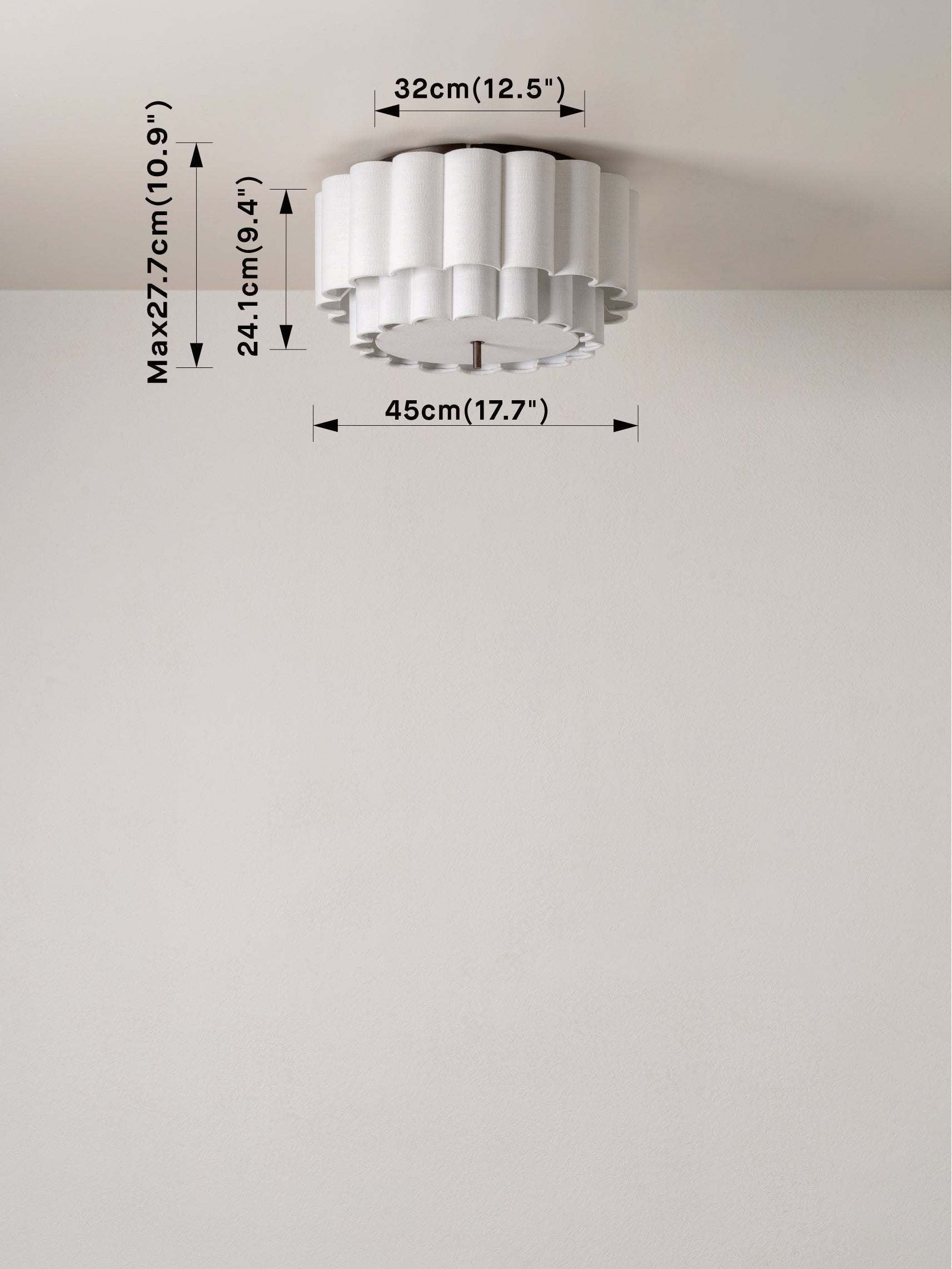 Folia - scalloped natural linen flush pendant | Ceiling light | lights & lamps | UK | Modern affordable designer lighting