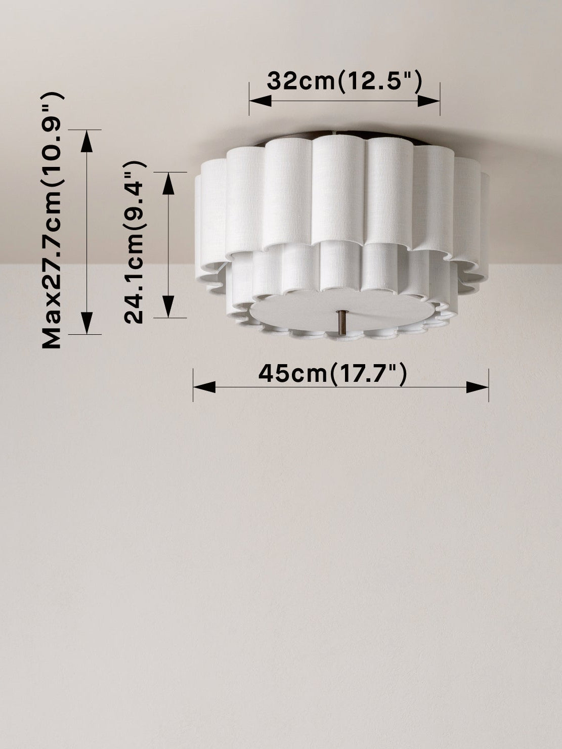 Folia - scalloped natural linen flush pendant | Ceiling light | lights & lamps | UK | Modern affordable designer lighting