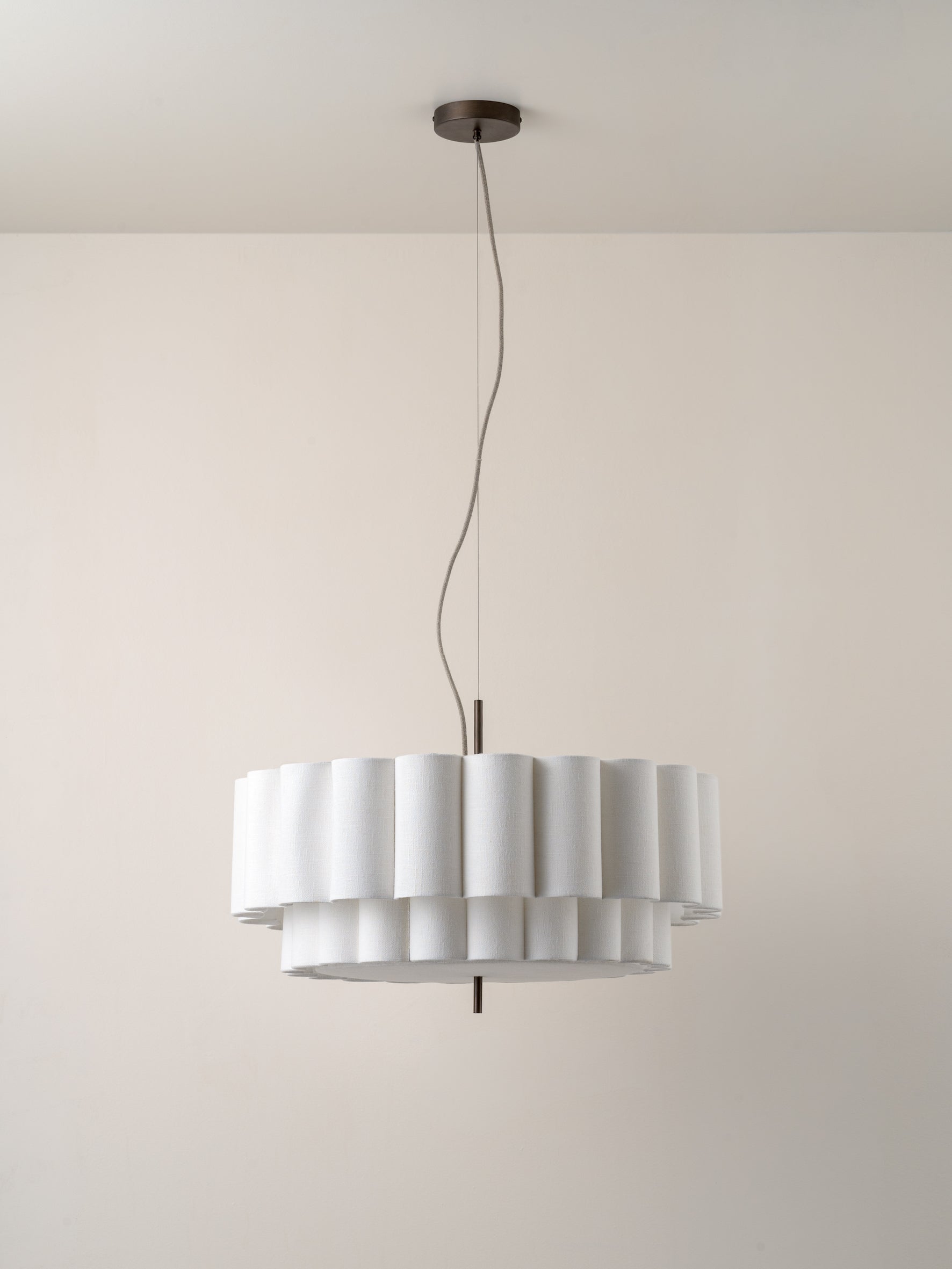 Folia - large scalloped natural linen pendant | Ceiling Light | Lights & Lamps | UK | Modern Affordable Designer Lighting
