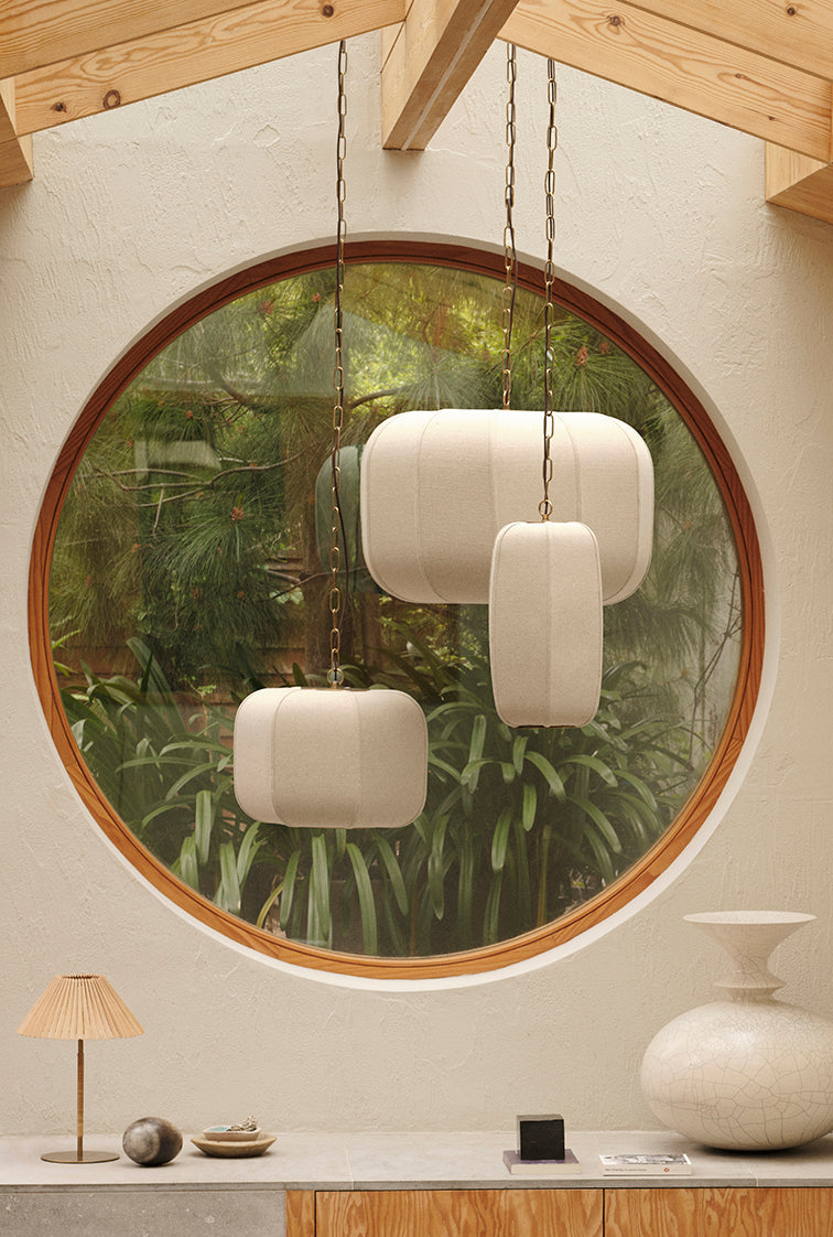 Ottino - aged brass and linen pendant