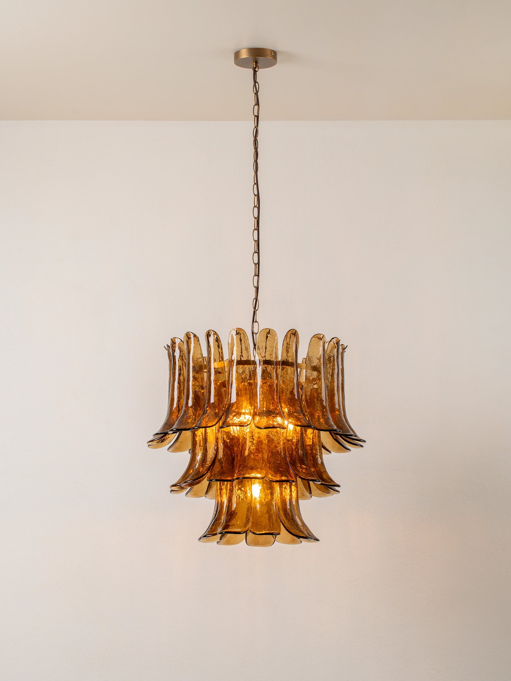 Lonso - 4 light aged brass and smoked brown glass chandelier | Chandelier | lights & lamps | Modern affordable designer lighting