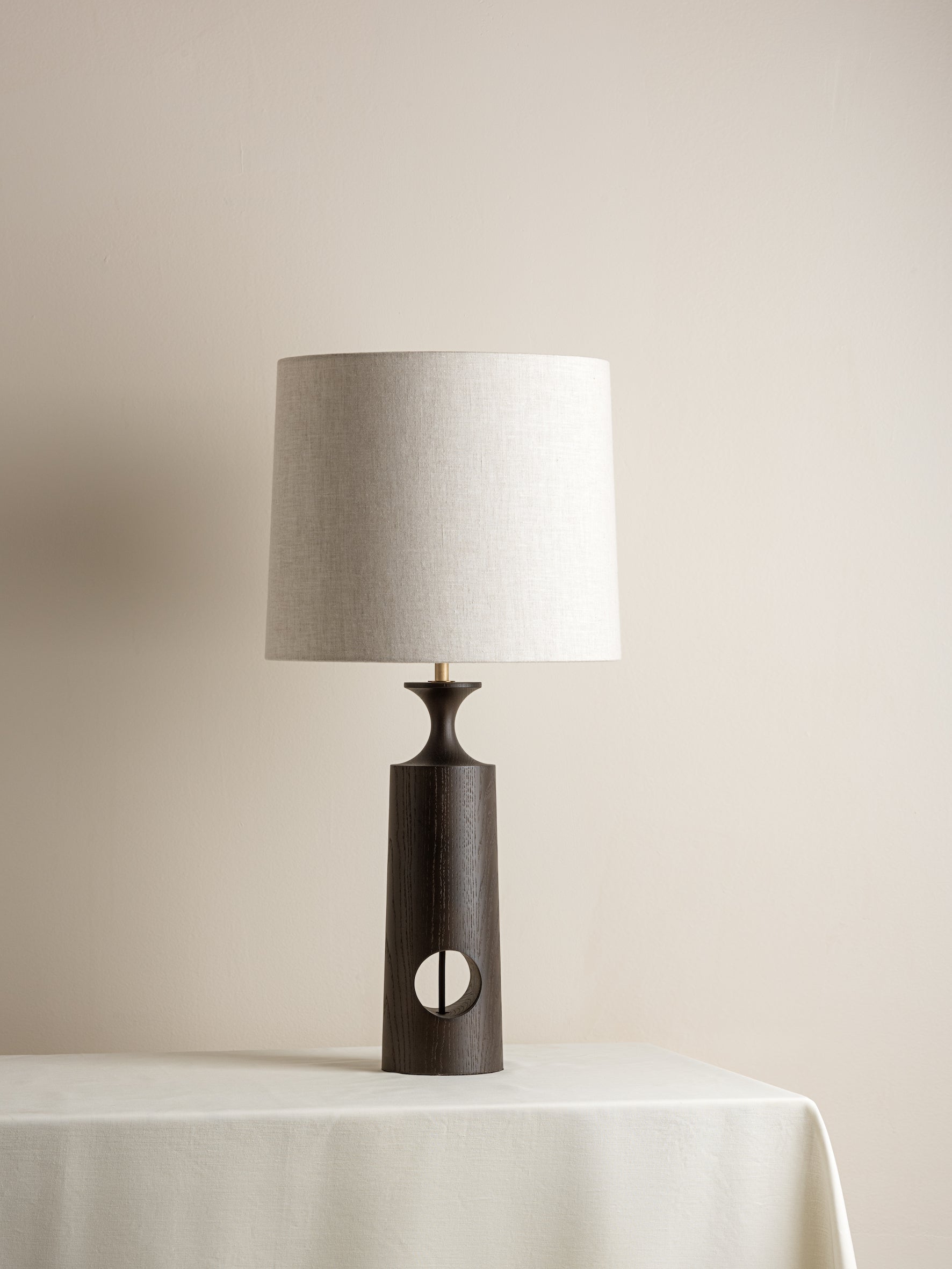 Morton - dark wood and linen table lamp | Table Lamp | Lights & Lamps | UK | Modern Affordable Designer Lighting