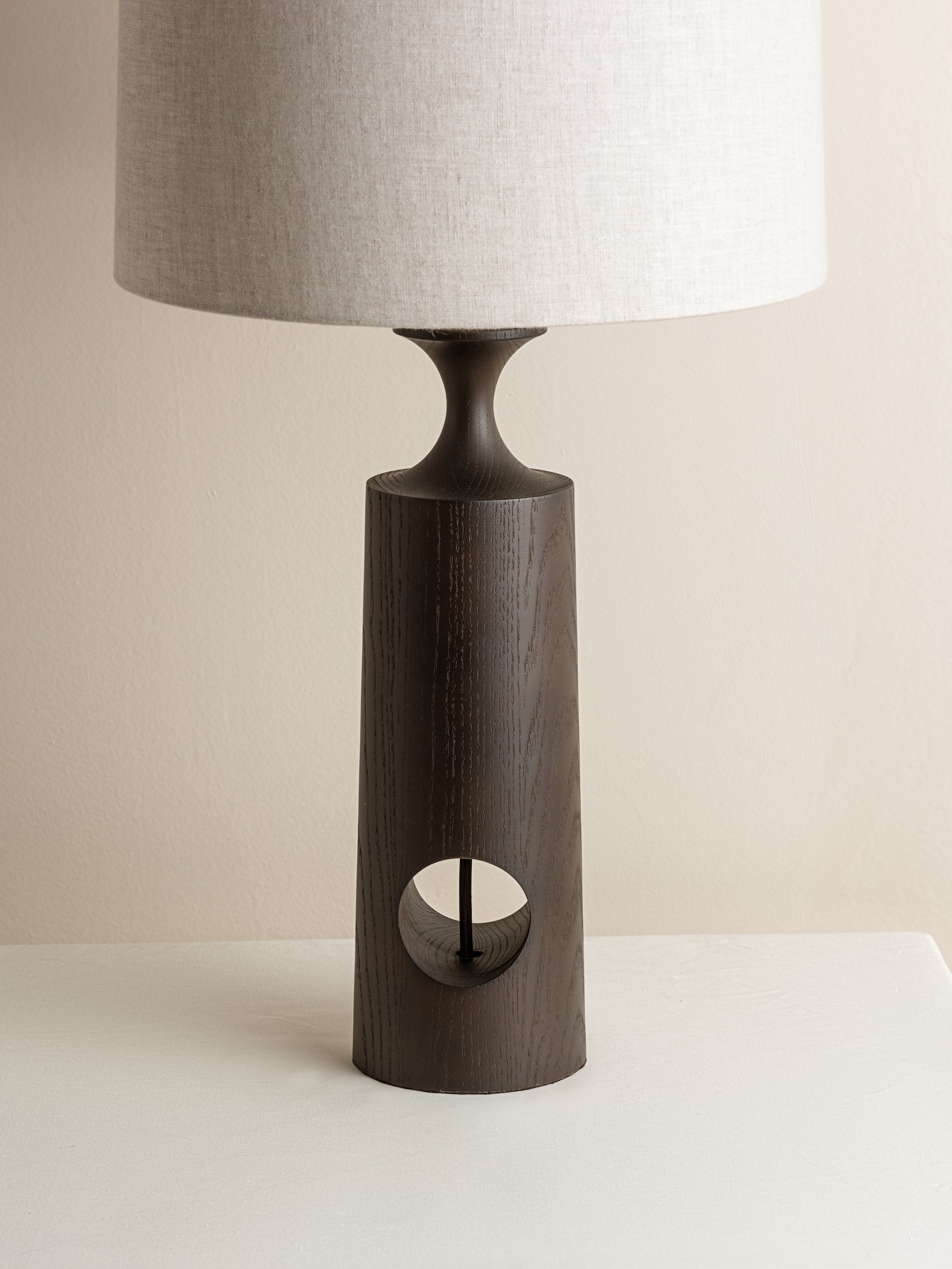 Morton - dark wood and linen table lamp | Table Lamp | Lights & Lamps | UK | Modern Affordable Designer Lighting