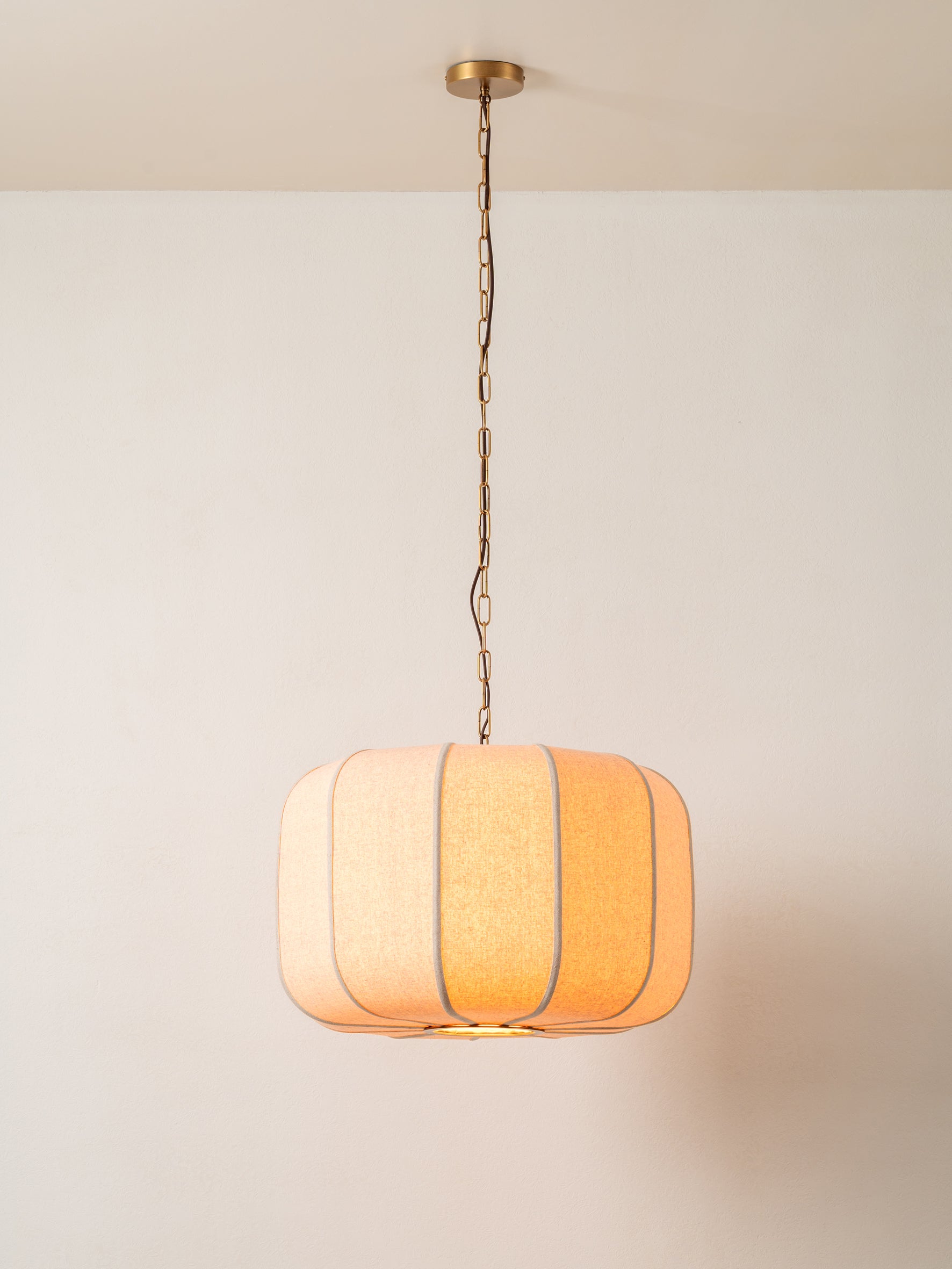 Ottino - aged brass and linen ceiling pendant | Ceiling lights | lights&lamps | UK | Modern Affordable Designer Lighting