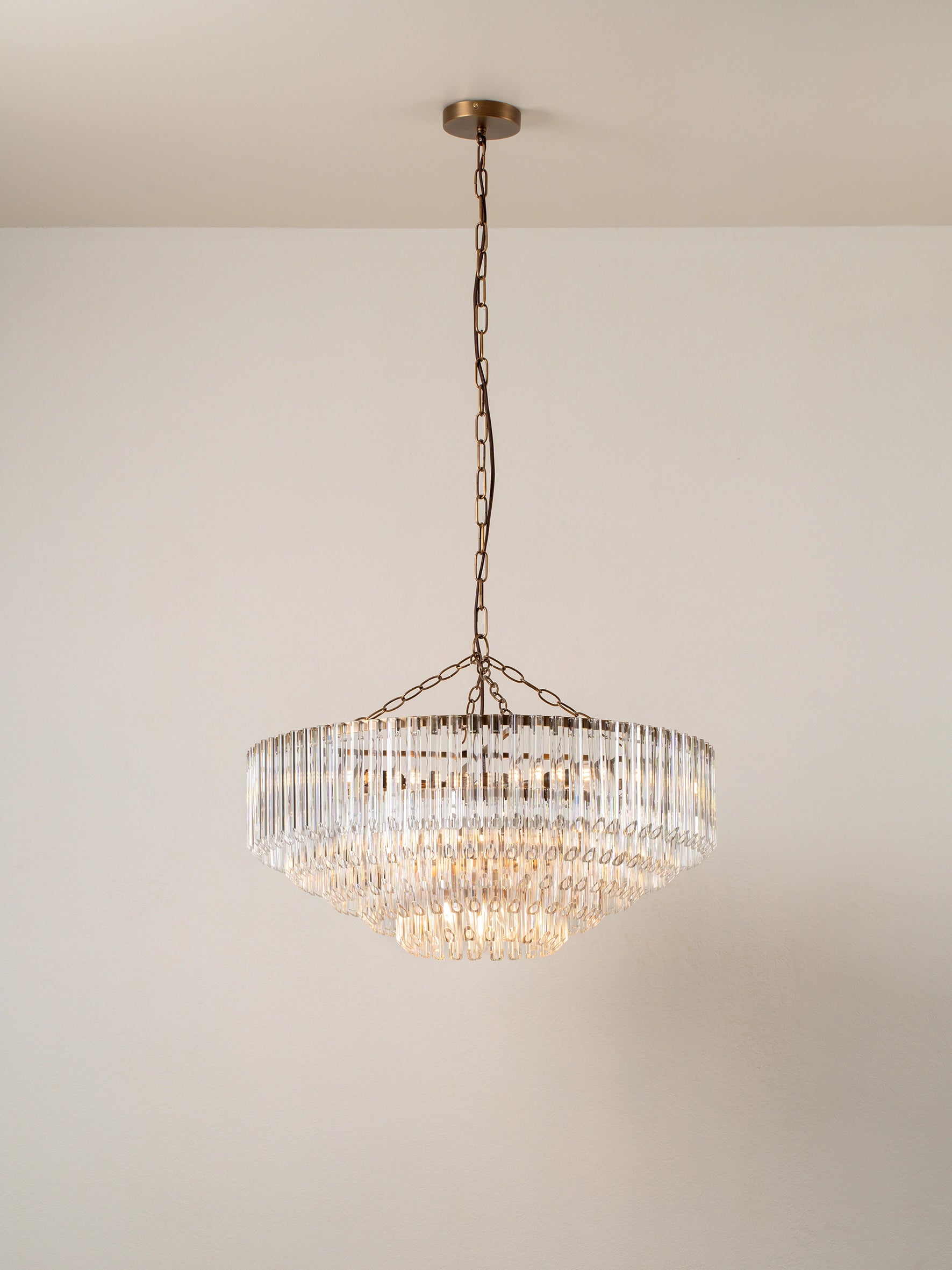 Petalia - 9 light aged brass and clear glass tube wide chandelier | Chandelier | lights & lamps | US | Modern affordable designer lighting