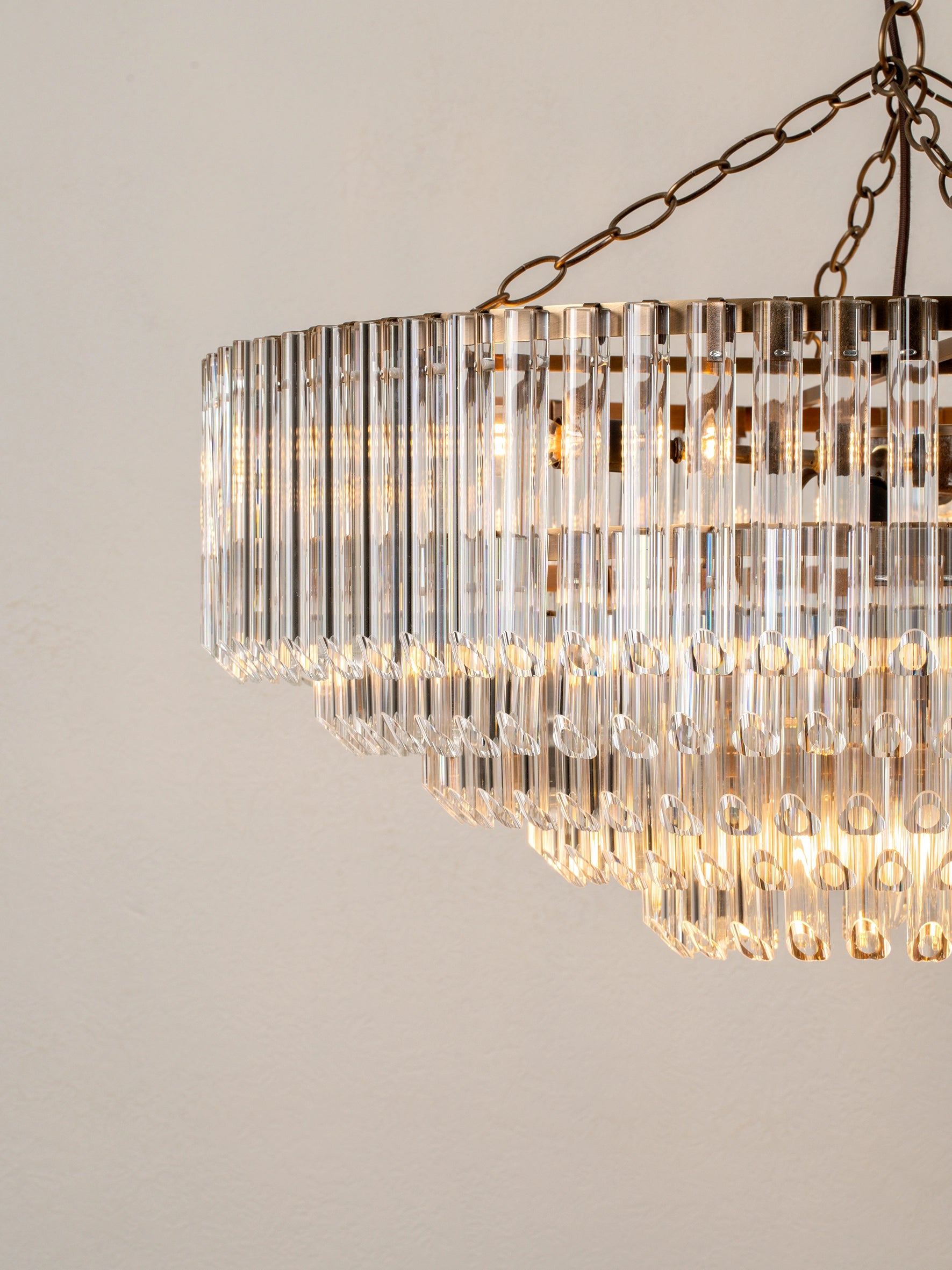 Petalia - 9 light aged brass and clear glass tube wide chandelier | Chandelier | lights & lamps | US | Modern affordable designer lighting