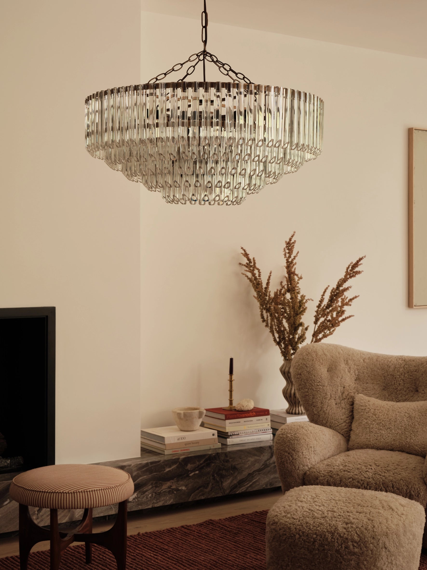 Petalia - 9 light aged brass and clear glass tube wide chandelier | Chandelier | lights & lamps | US | Modern affordable designer lighting
