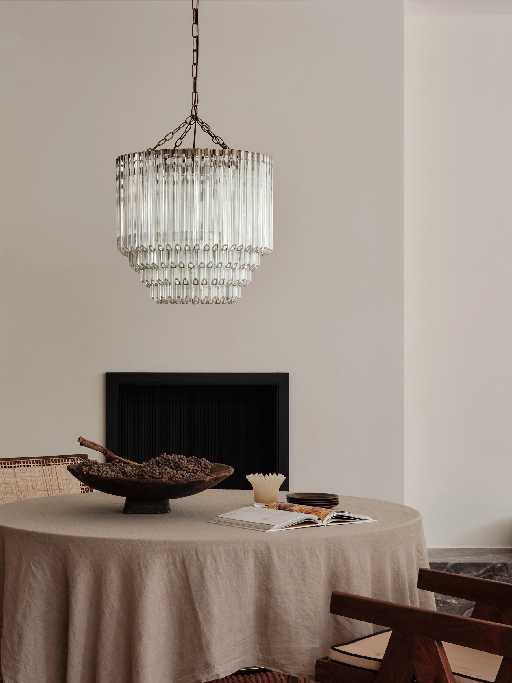 Petalia - 9 light aged brass and clear glass tube tall chandelier | Chandelier | lights & lamps | US | Modern affordable designer lighting