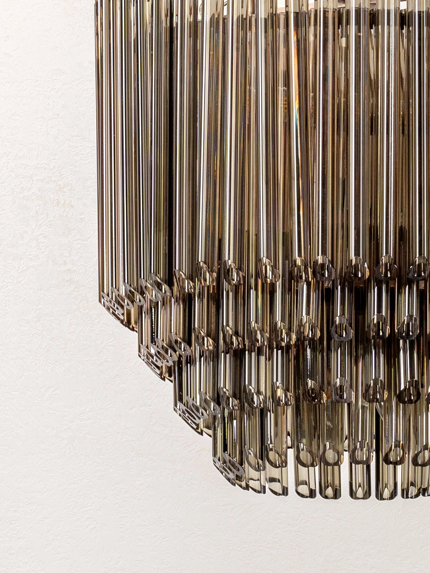 Petalia - 9 light aged brass and smoked green tube tall chandelier | Chandelier | lights & lamps | Modern affordable designer lighting