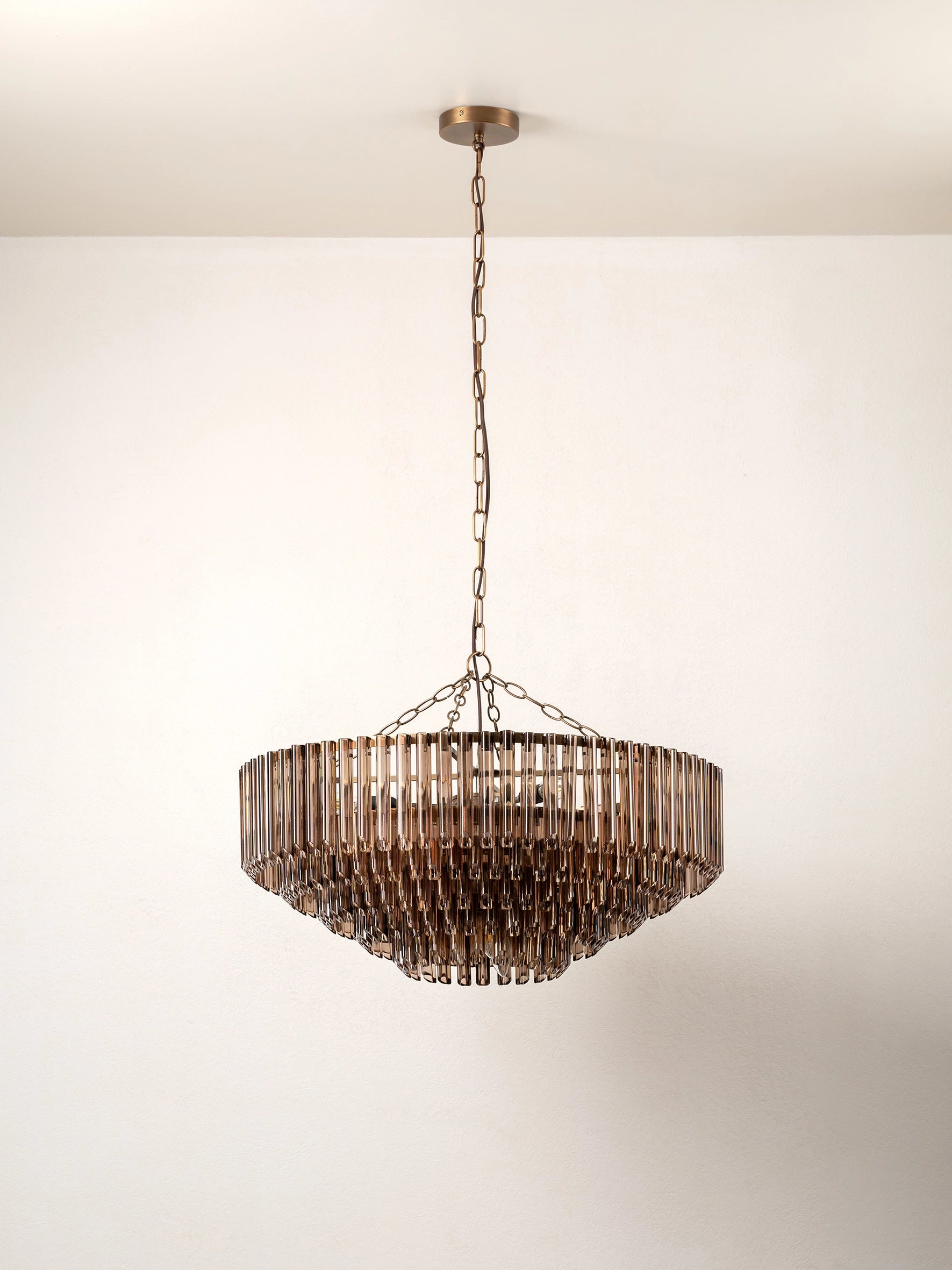 Petalia - 9 light aged brass and smoked chocolate glass tube wide chandelier | Chandelier | lights & lamps | US | Modern affordable designer lighting