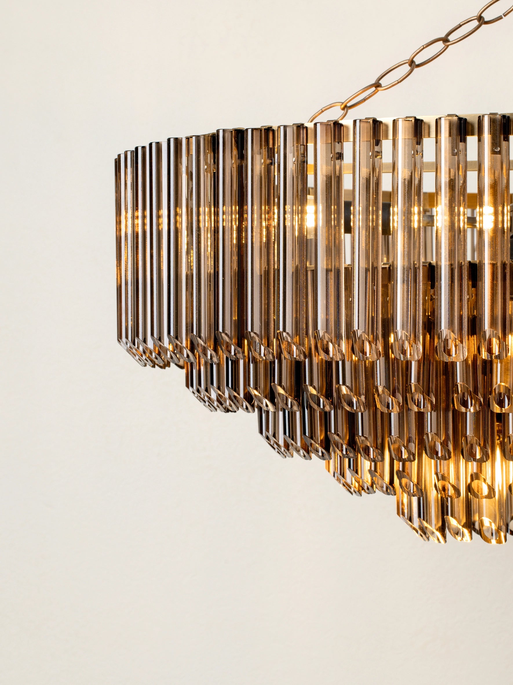 Petalia - 9 light aged brass and smoked chocolate glass tube wide chandelier | Chandelier | lights & lamps | US | Modern affordable designer lighting