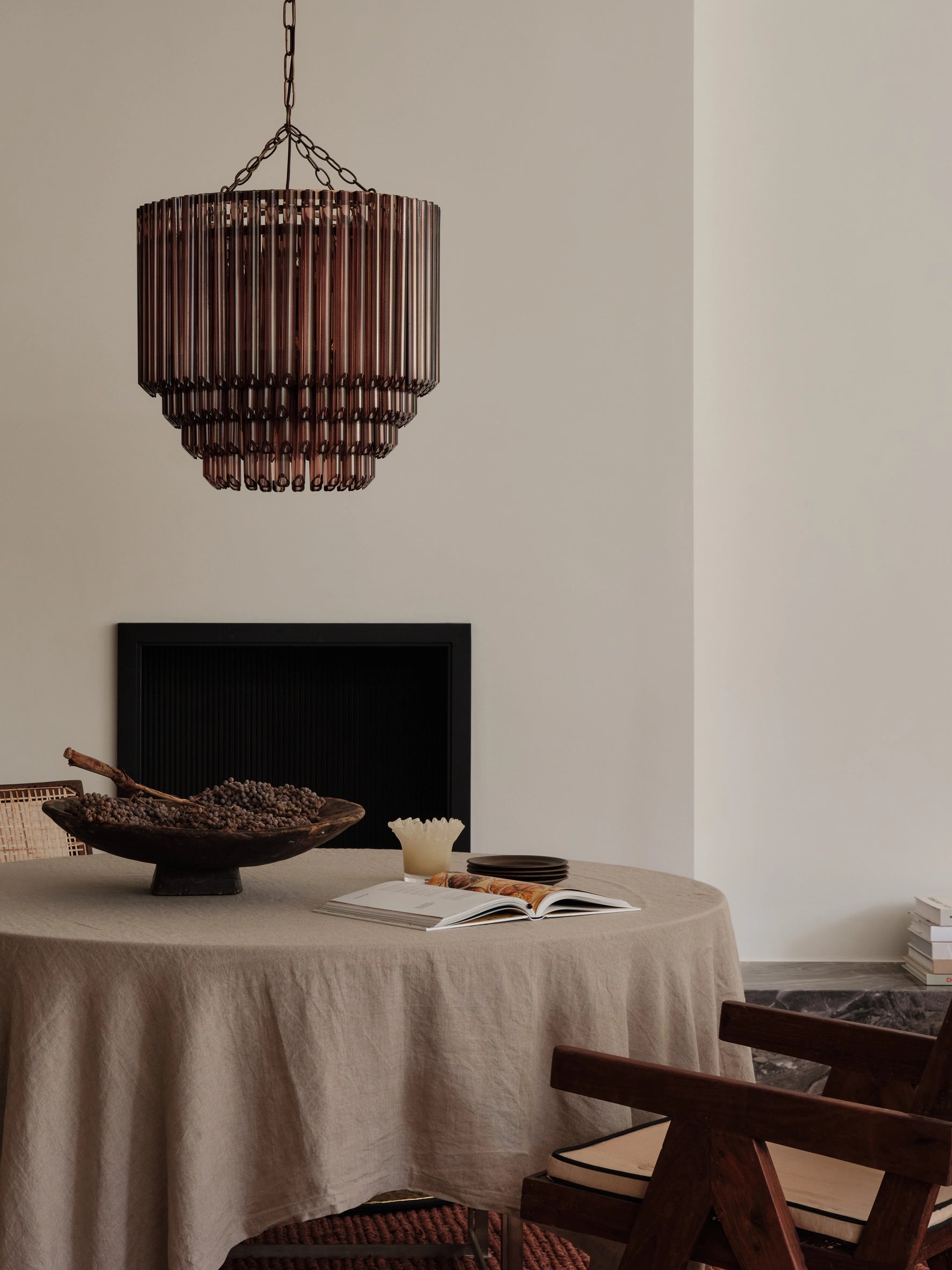 Petalia - 9 light aged brass and smoked chocolate tube tall chandelier | Chandelier | lights & lamps | Modern affordable designer lighting