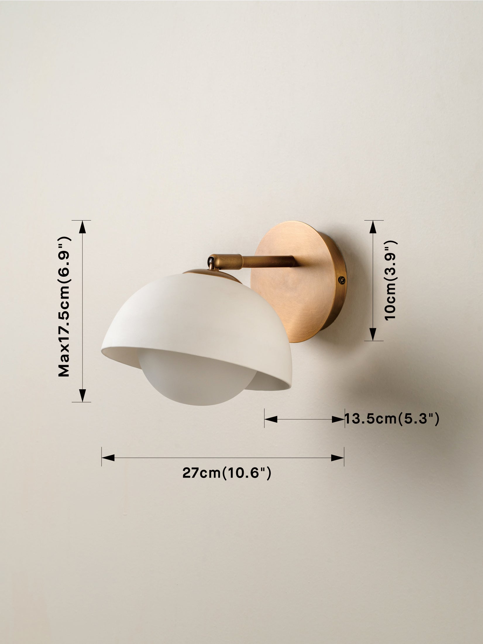 Porsa - 1 light aged brass and warm white porcelain wall light | wall light | Lights & Lamps | UK | Modern Affordable Designer Lighting