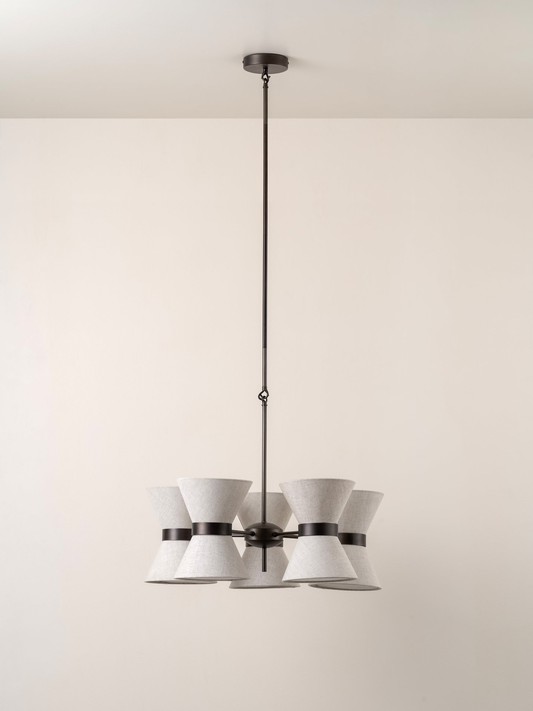 Renwick - 5 light linen and bronze pendant | Ceiling Light | Lights & Lamps | UK | Modern Affordable Designer Lighting