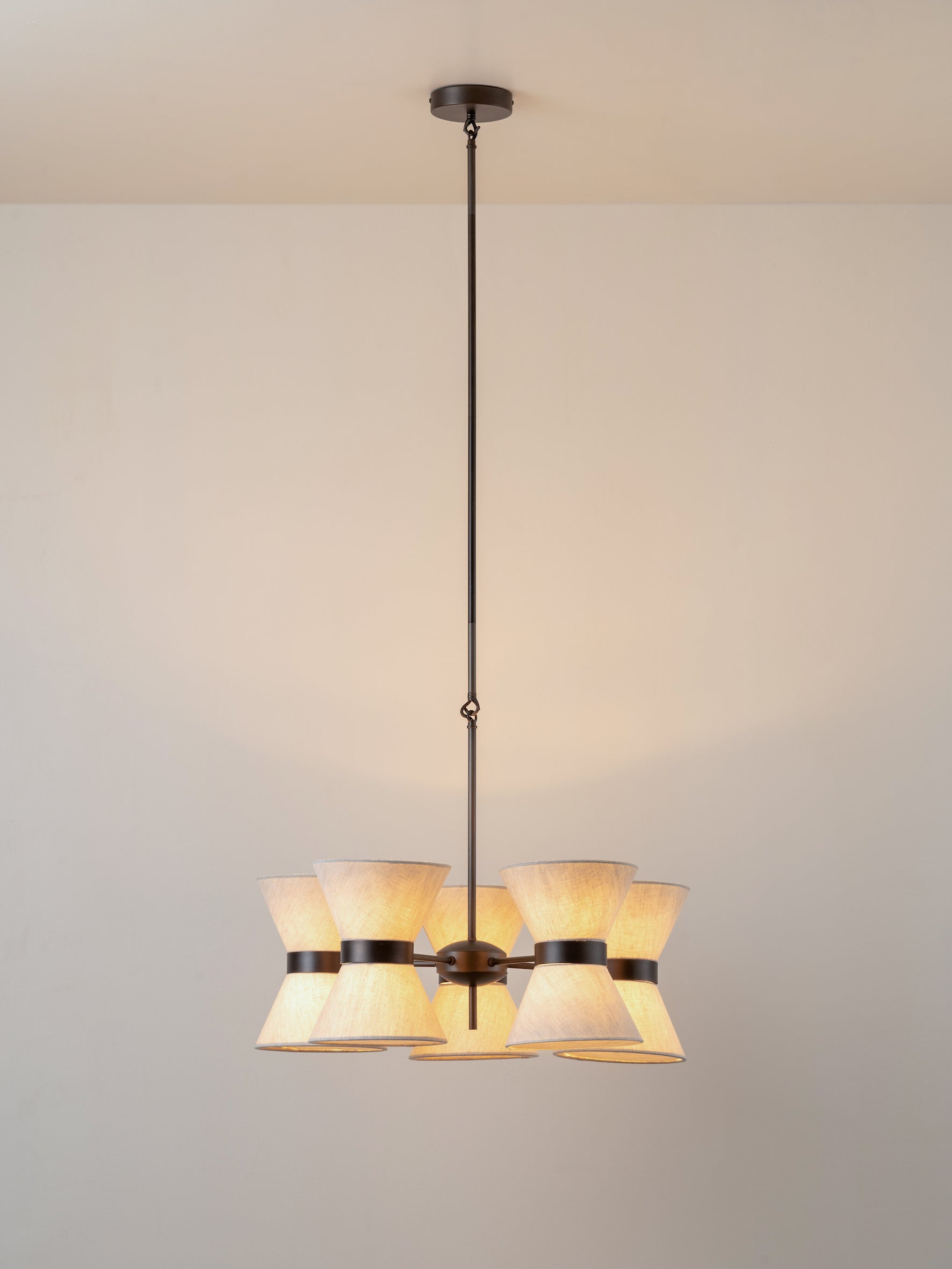 Renwick - 5 light linen and bronze pendant | Ceiling Light | Lights & Lamps | UK | Modern Affordable Designer Lighting