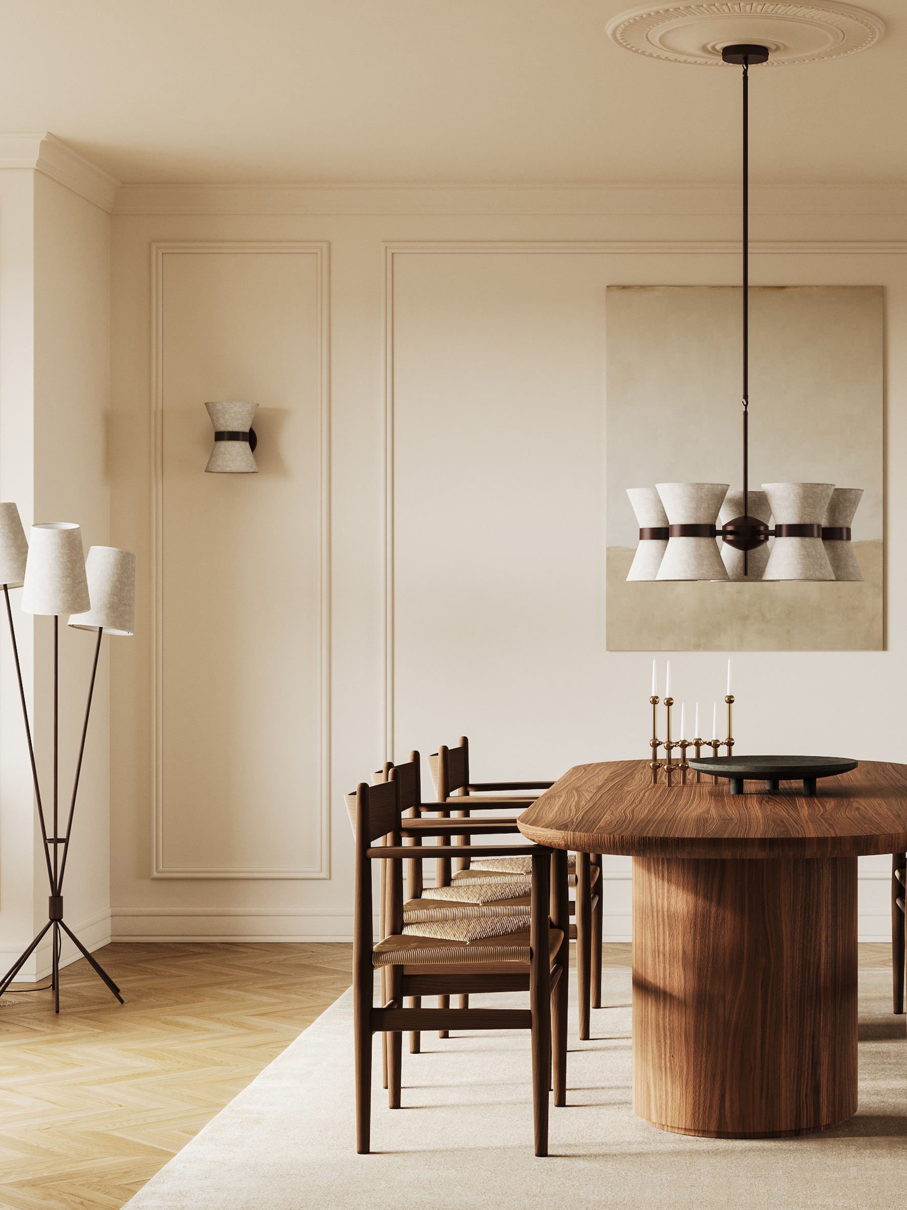 Renwick - 5 light linen and bronze pendant | Ceiling Light | Lights & Lamps | UK | Modern Affordable Designer Lighting