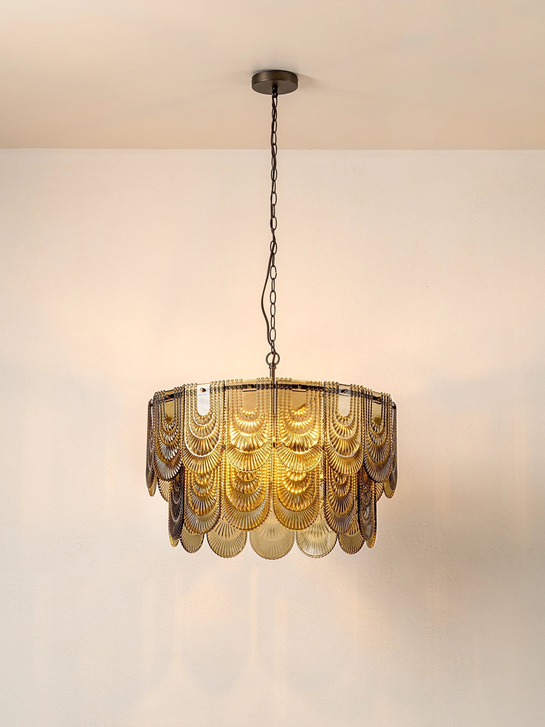 Selmes - 4 light bronze and smoked green glass chandelier | Chandelier | lights & lamps | Modern affordable designer lighting