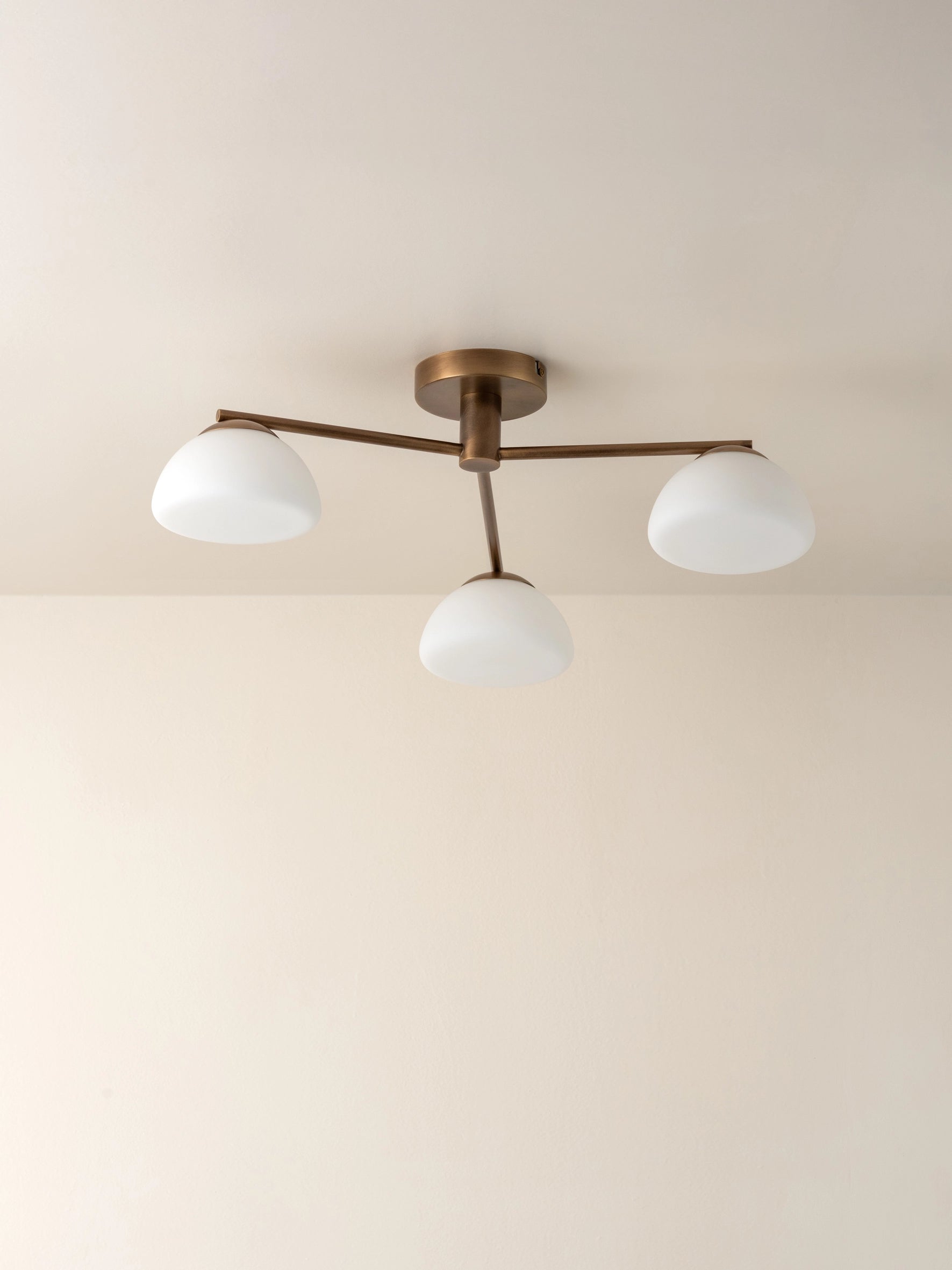 Silio - 3 light aged brass opal flush | ceiling light | lights&lamps | UK | Modern affordable designer lighting