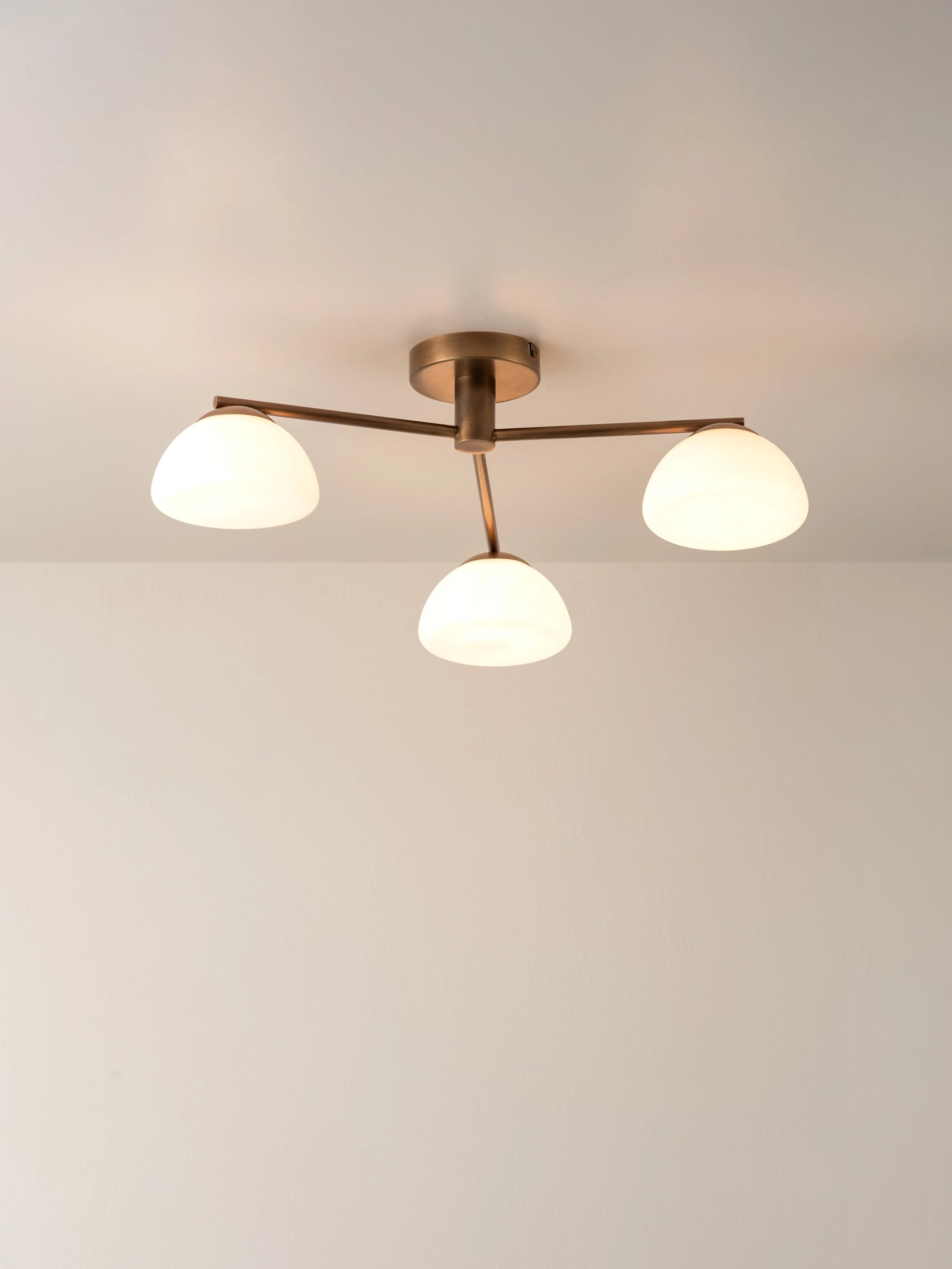 Silio - 3 light aged brass opal flush | ceiling light | lights&lamps | UK | Modern affordable designer lighting
