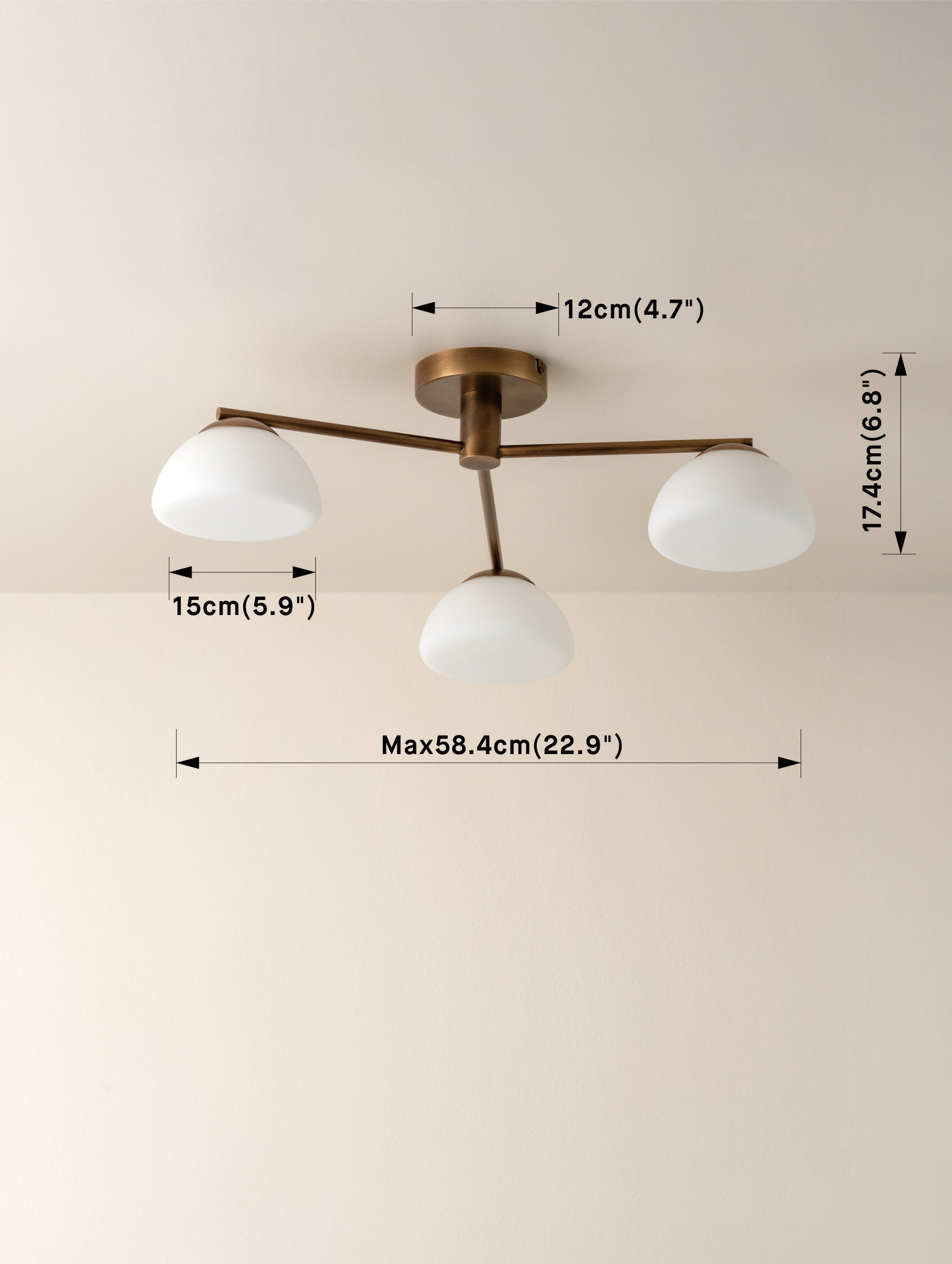 Silio - 3 light aged brass opal flush | ceiling light | lights&lamps | UK | Modern affordable designer lighting