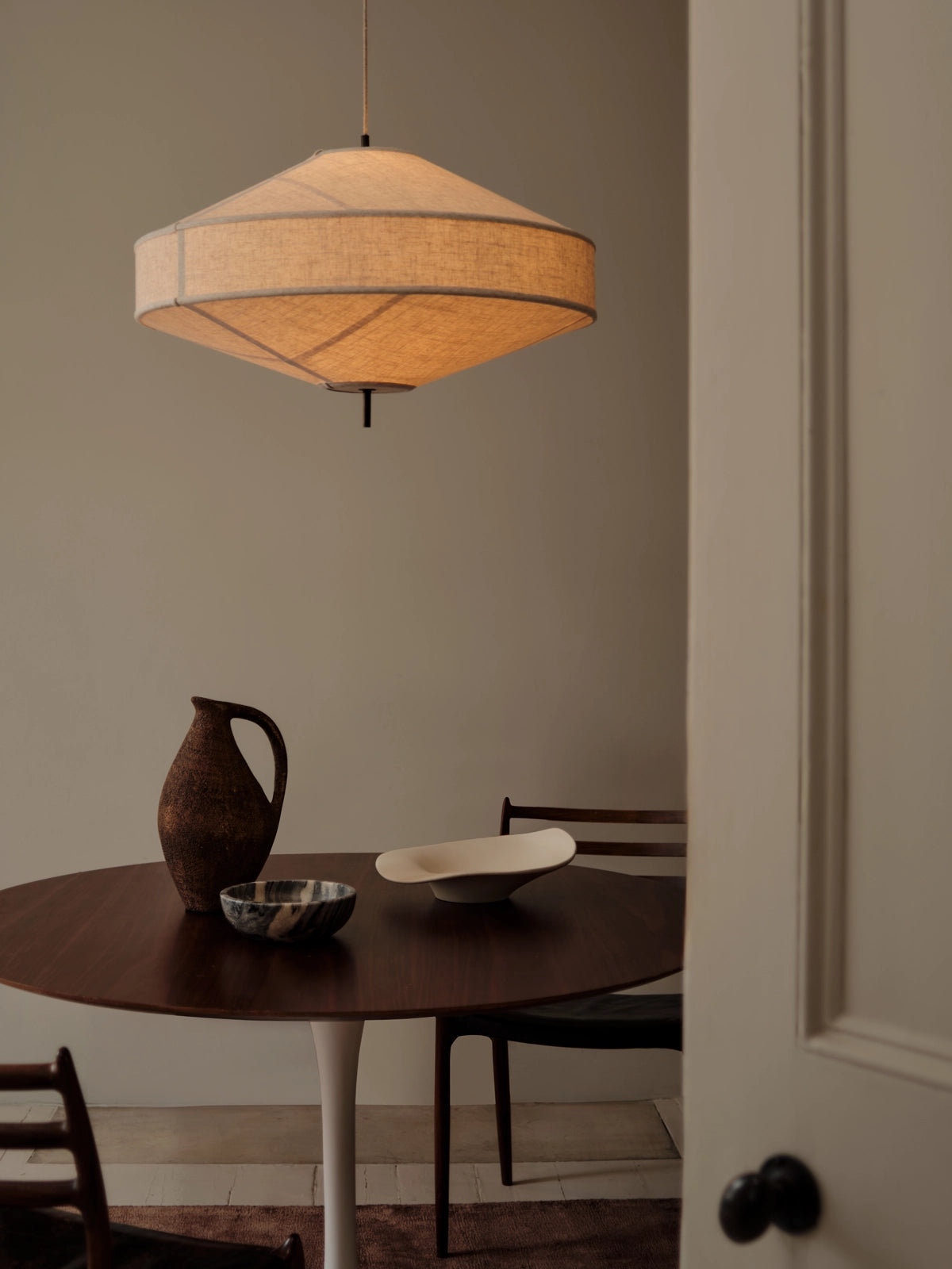 Solara - large aged brass and layered natural linen pendant | Ceiling Light | Lights & Lamps | UK | Modern Affordable Designer Lighting