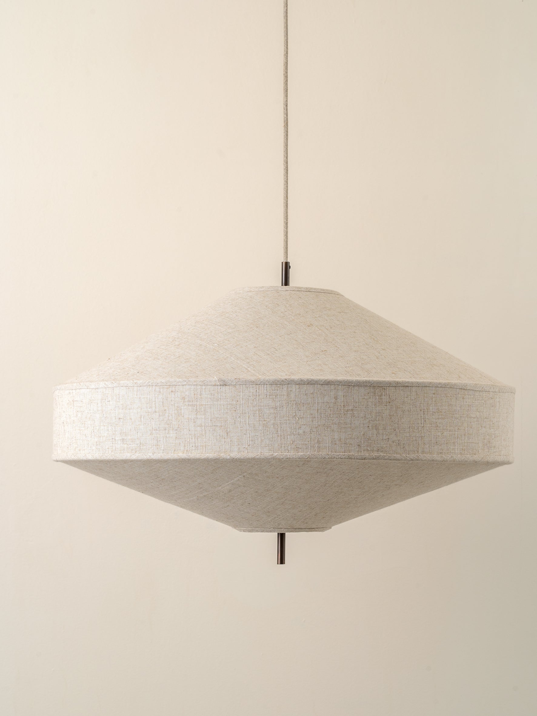 Solara - large aged brass and layered natural linen pendant | Ceiling Light | Lights & Lamps | UK | Modern Affordable Designer Lighting