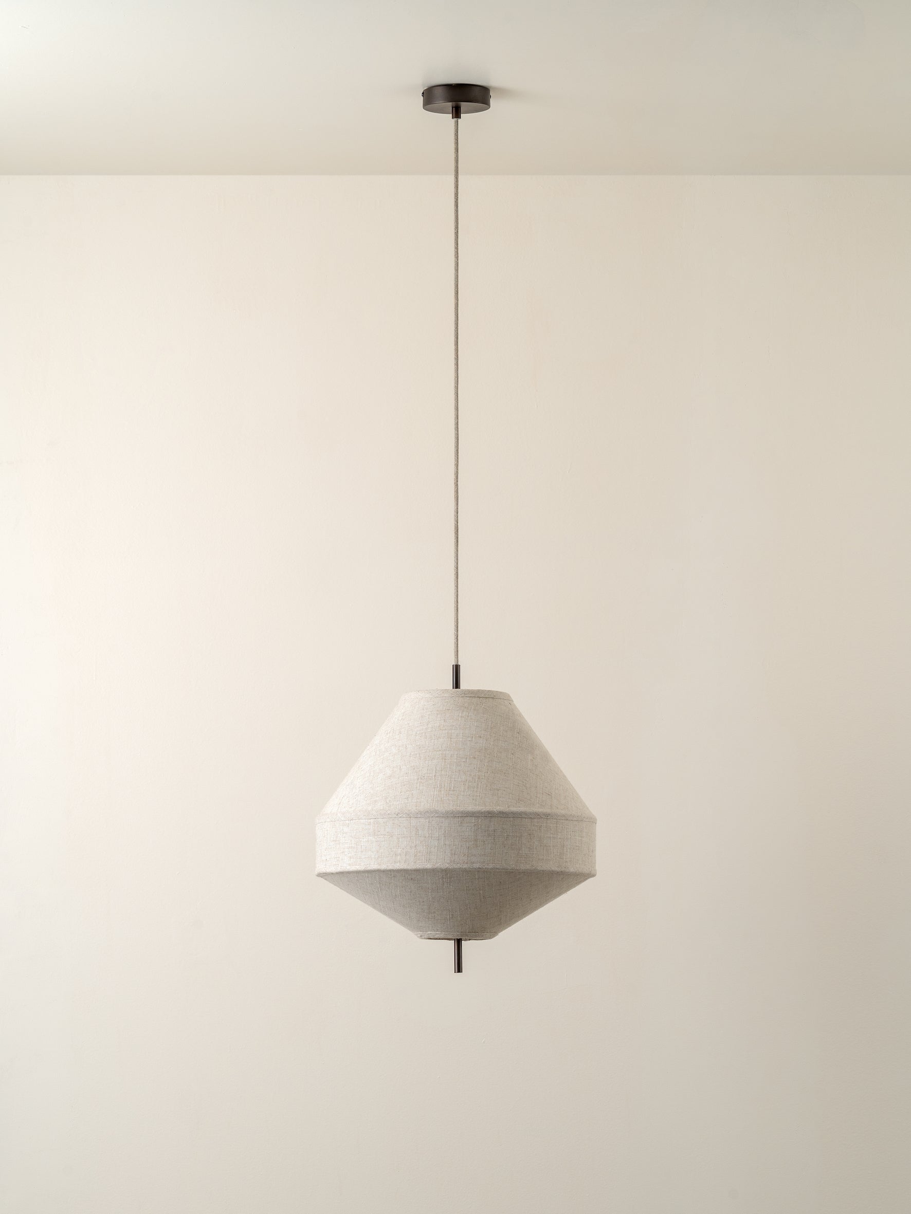 Solara - medium aged brass and layered natural linen pendant | Ceiling Light | Lights & Lamps | UK | Modern Affordable Designer Lighting