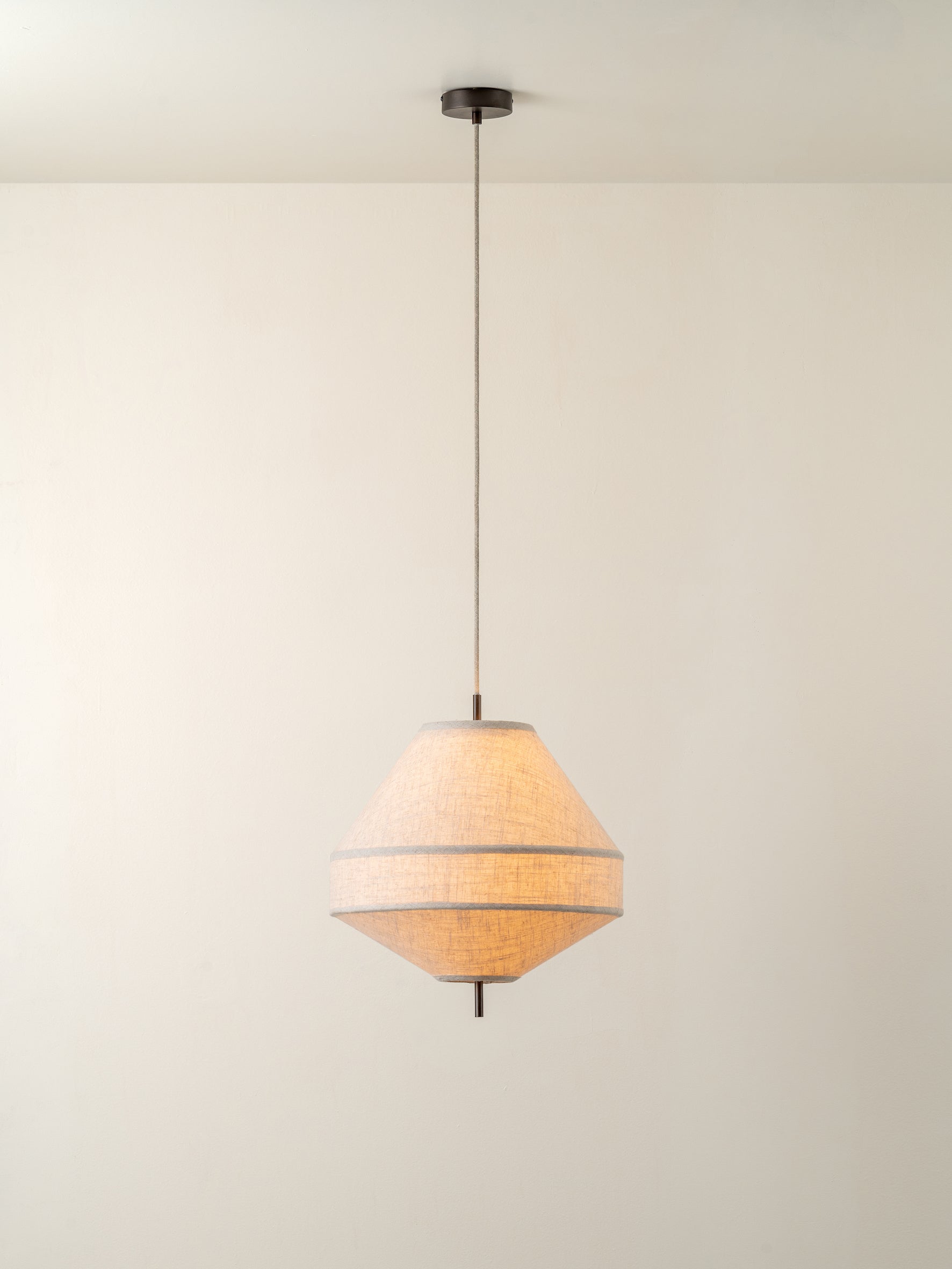 Solara - medium aged brass and layered natural linen pendant | Ceiling Light | Lights & Lamps | UK | Modern Affordable Designer Lighting